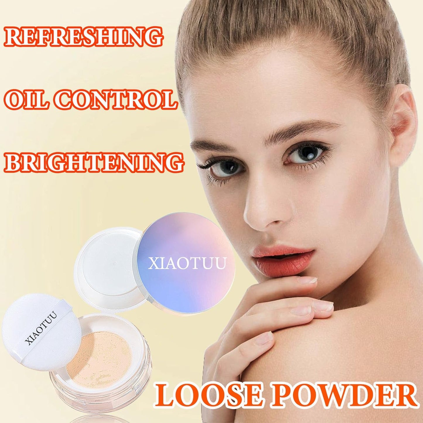 Loose Setting Face Powder,Loose Powder Lightweight & Breathable Setting Powder,Brighten Long Lasting Pigmented Waterproof Blurring Powder Natural Finish Face Makeup for Women（Natural）