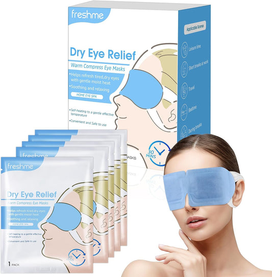 FRESHME Warm Compress Eye Mask - 10 Packs Steam Eye Masks Disposable Self Heated for Dry Eyes, Warming Compresses Sleeping Travel Essentials Self Heating Eye Masks for SPA Relieve Eye Fatigue Stress