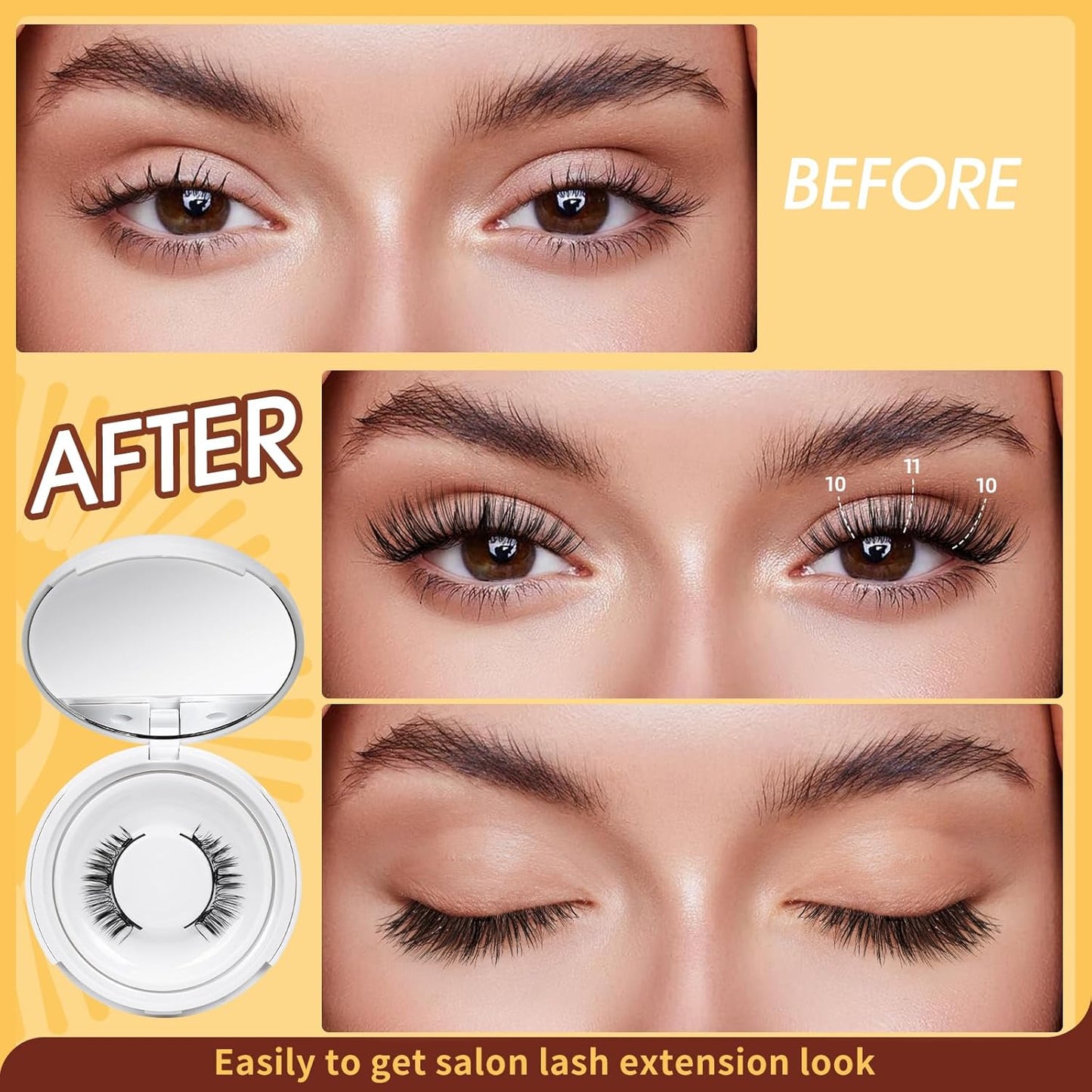QUEWEL No Glue Needed Eyelashes, Magnetic Eyelashes Natural Look, Reusable Magnetic Lashes Kit with Applicator, Easy to Wear and Remove with Instructions(Lashes-K)