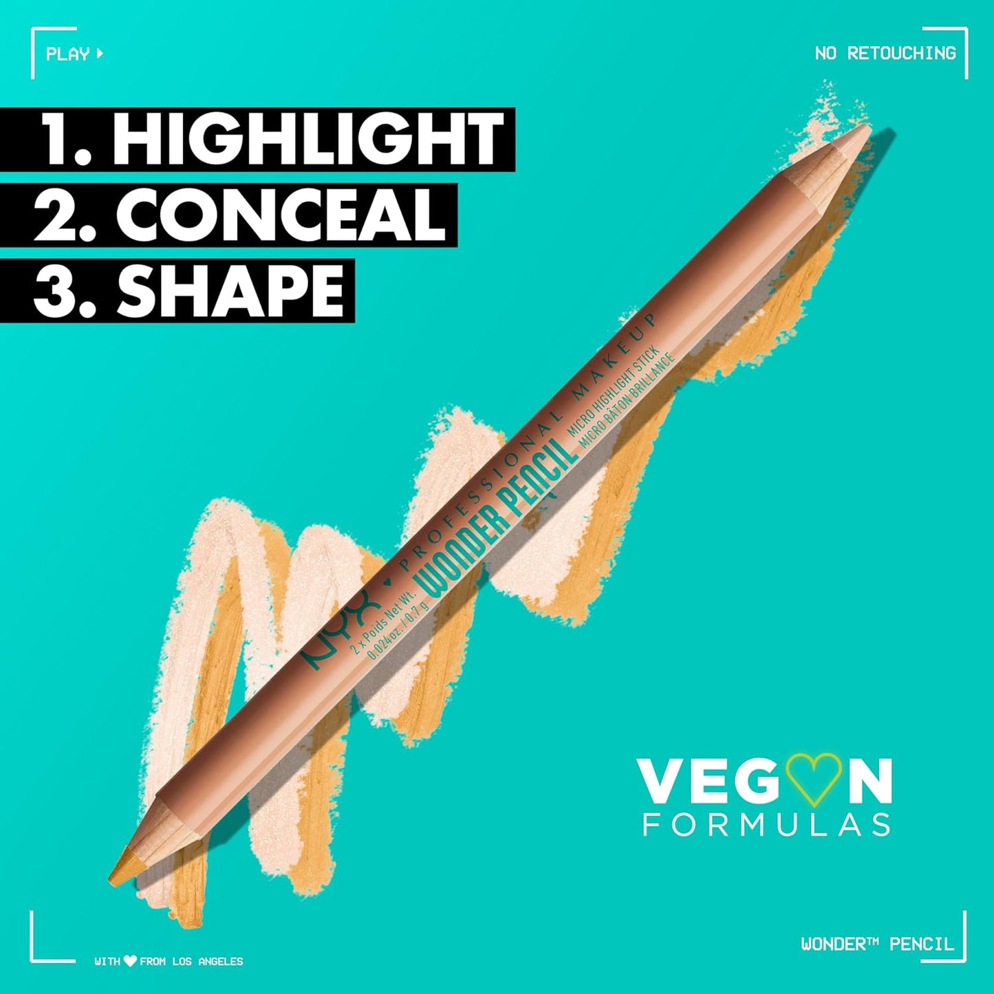 NYX PROFESSIONAL MAKEUP Wonder Pencil, Multi-Use Micro Highlighter & Concealer Stick - Medium