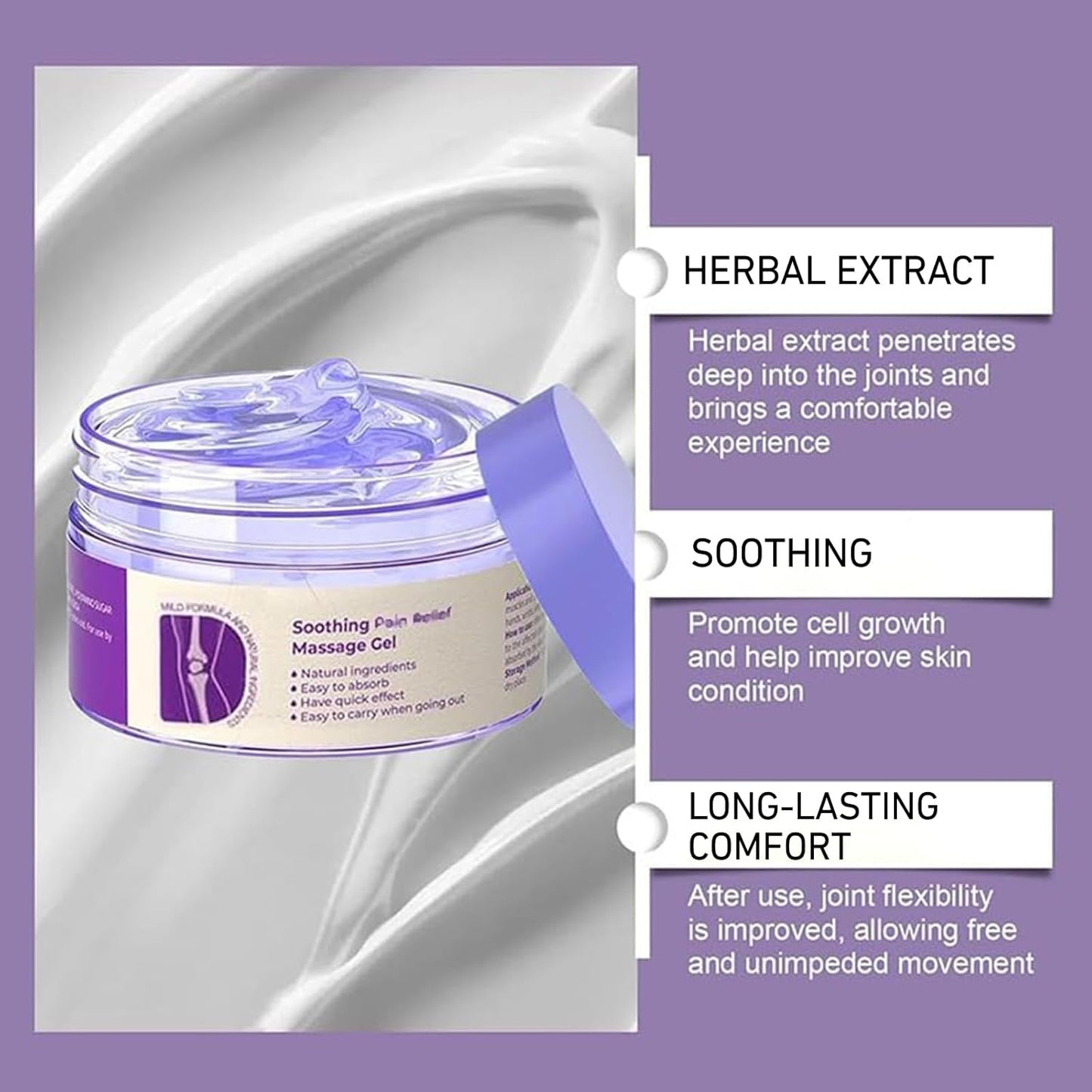 Joint Purple Gel,Soothing Massage Cream, Full-Body Joint Support for Knees, Lumbar, Neck, Hands & Feet(2PCS)