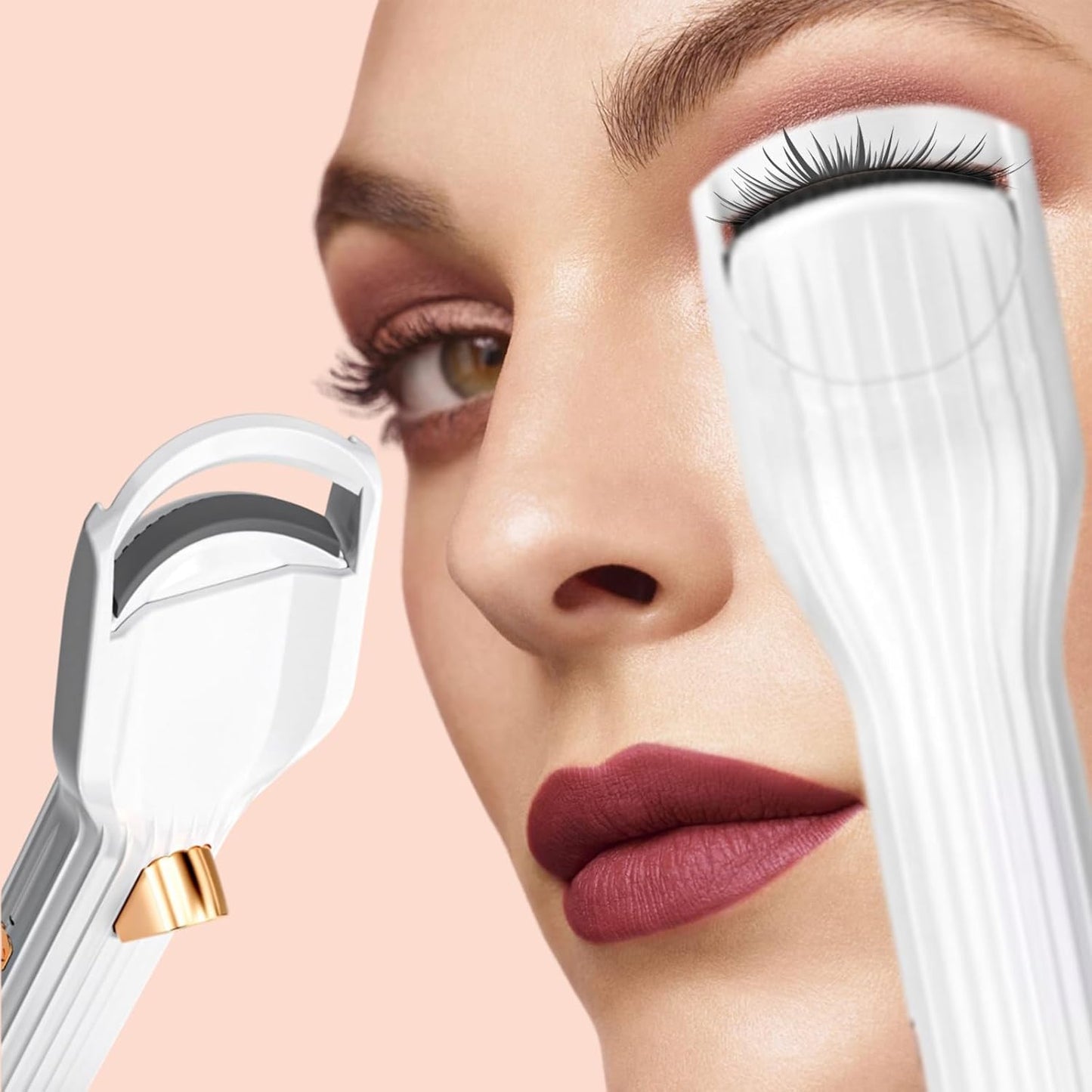 Heated Eyelash Curler Professional, 2 Heat Modes Fast Heat up in 8s, Rechargeable Electric Eyelash Curler with Type-C, White Electric Heated Lash Curler for Women Girls