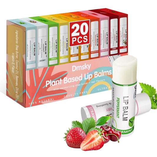 Dmsky Fruit Lip Balm Bulk - Hydrating for Men, Women, Kids - 0.15 Oz, 20 Count (Pack of 1)