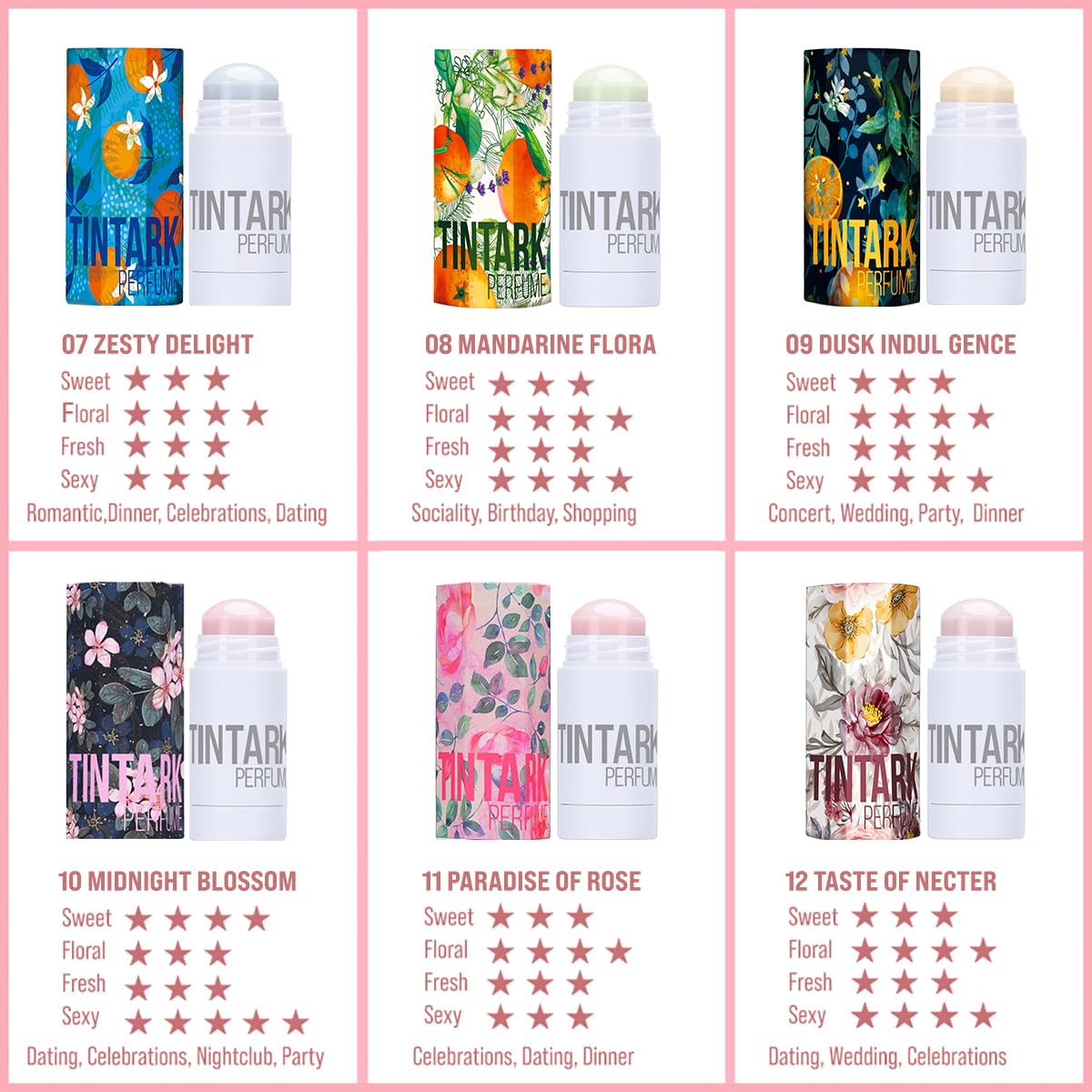 Solid Perfume Stick, Portable Travel Perfumes for Women's Fragrances Long Lasting, Inspired by YSL LIBRE Perfume, Natural & Safe Ingredients (08 Mandarine Flora)