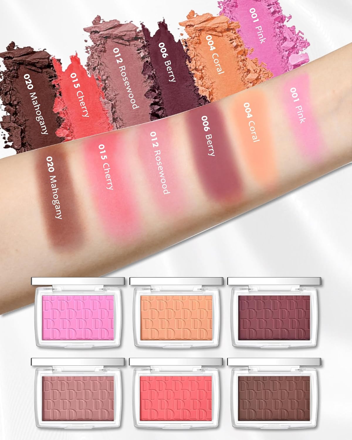 Powder Blush Palette, Matte Powder Makeup Blush for Cheeks, Natural Glow Face Blush Contour Palette, Lightweight, Smooth, High Impact Buildable Color, Long-lasting All-Day Face Enhancing -#Berry