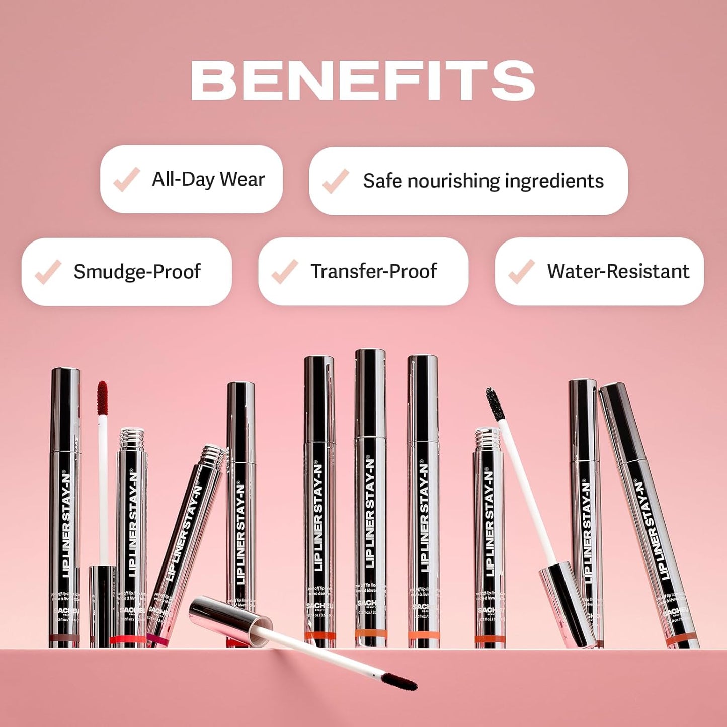 Sacheu Lip Liner STAY-N Peel Off Lip Stain — Long Lasting Matte Lip Tattoo Transfer Proof Lipstain Infused with Hyaluronic Acid & Vitamin E for All Skin Types — Vegan & Cruelty-Free, MUAH-VE