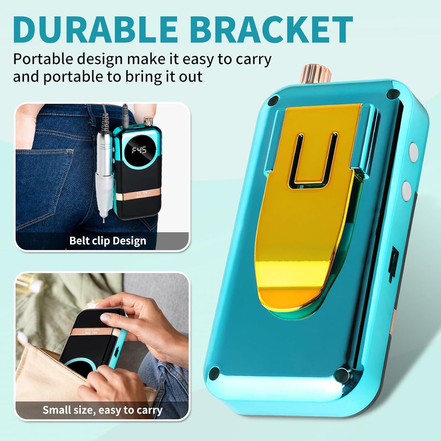 Electric Nail Drill Professional Kit - 45000RPM Electric Nail File Efile Portable Nail Drill Cordless with Bits & Base,E File Machine Nail Grinder for Women (Green)