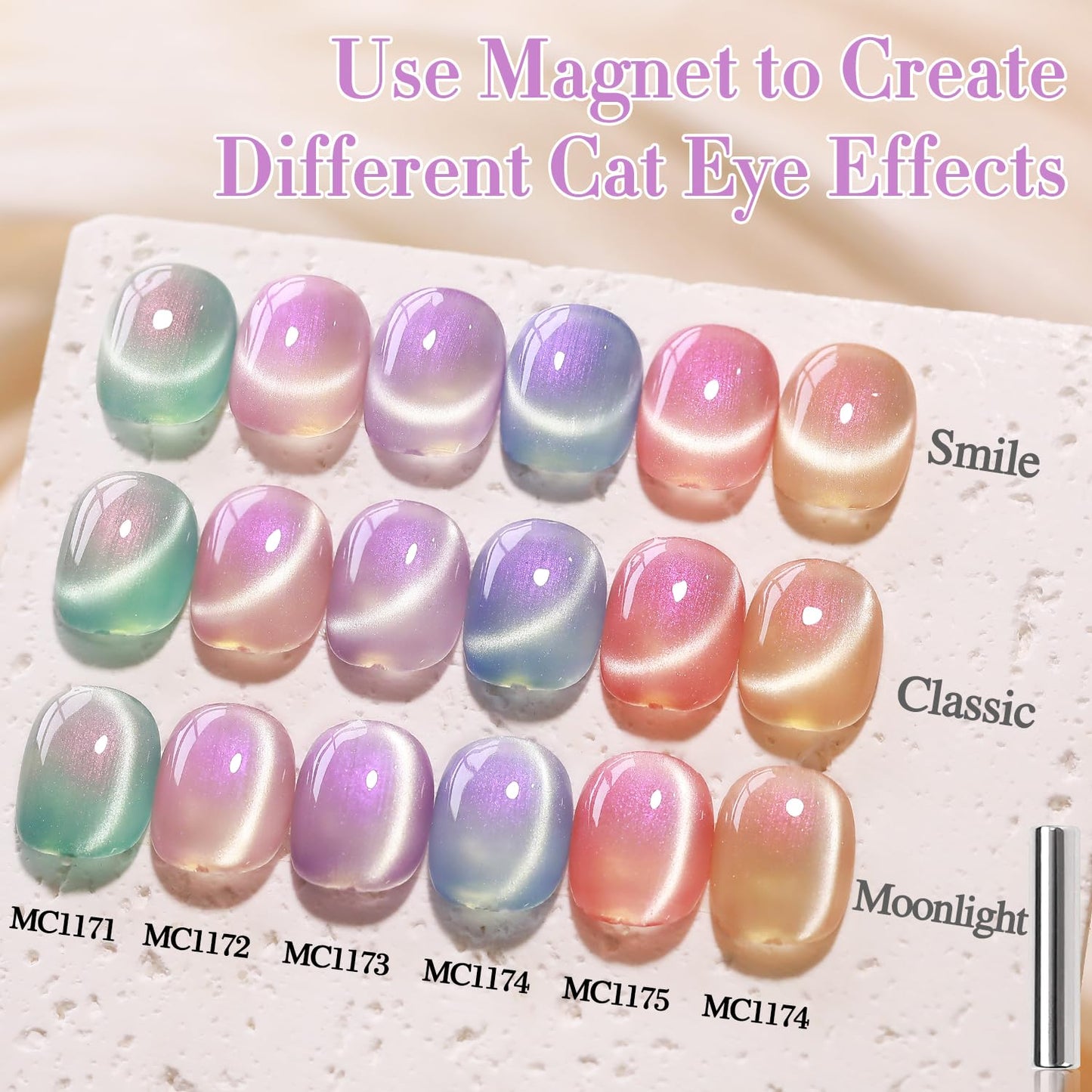 Double Rhythm 0.5 Oz Cat Eye Gel Polish with Magnet Same Color Same Bottle Holographic Glitter Shimmer Translucent Color Salon 15 ML Magnetic Nail Art (Mermaid Purple-MC1173)