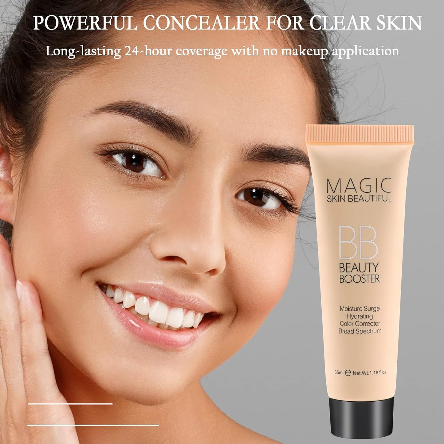 Boobeen Hydrating BB Cream, Full-Coverage Foundation & Concealer, Color Correcting Tinted Moisturizer for All Skin Types - Evens Skin Tone