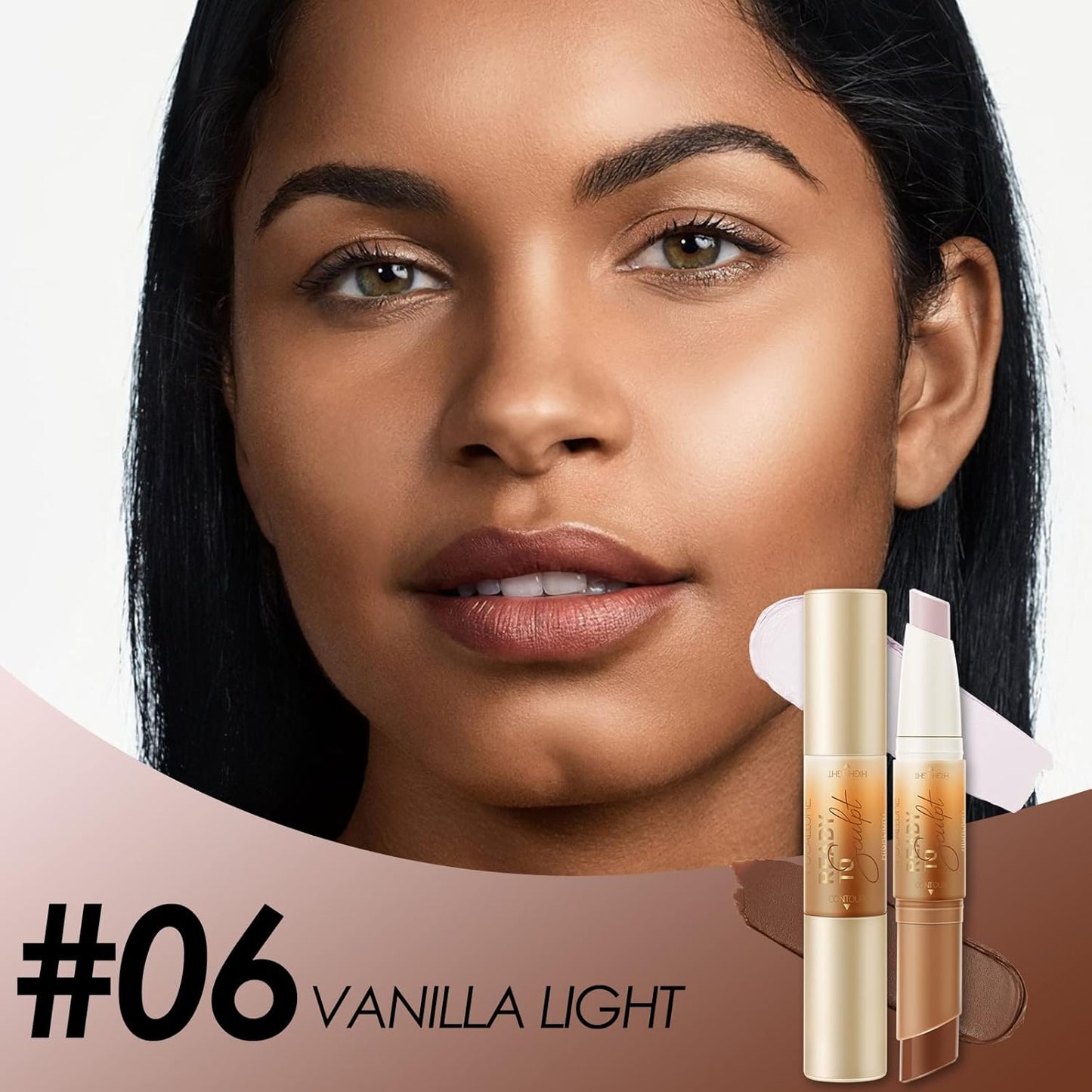 FOCALLURE 2 in 1 Cream Bronzer and Highlighter Stick,Non-greasy & Non-drying Contour Pencil,Easy to Create a Natural Matte Finishing,Long Lasting & Waterproof Face Brighten Make up Pen,VANILLA LIGHT