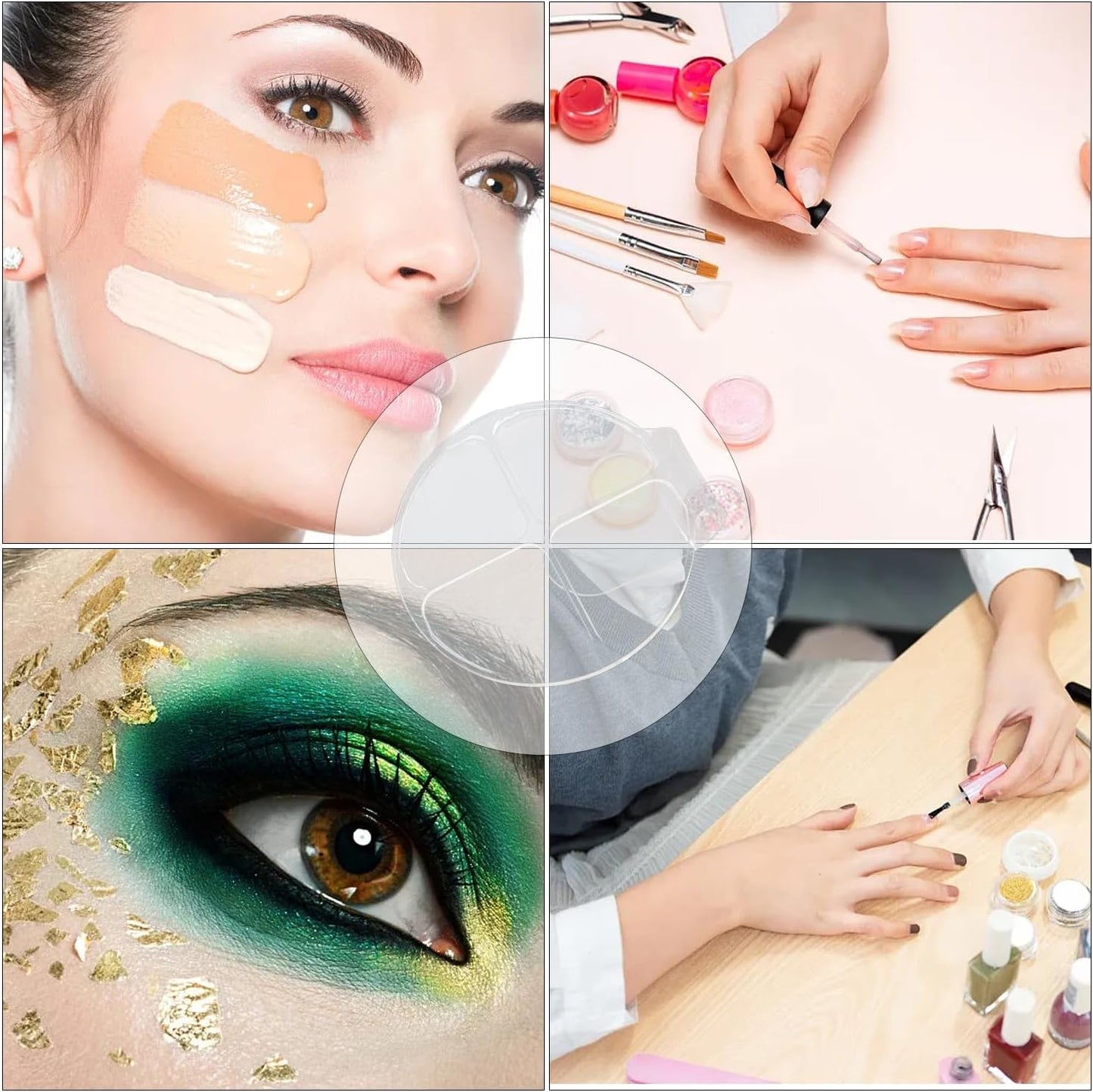 yueton 2PCS Acrylic Makeup Mixing Tray Makeup Palette Spatula Eyeshadow Makeup Hand Palette Nail Art Transparent Palette Hand Makeup Mixing Palette Cosmetic Foundation Dish for Makeup Foundation