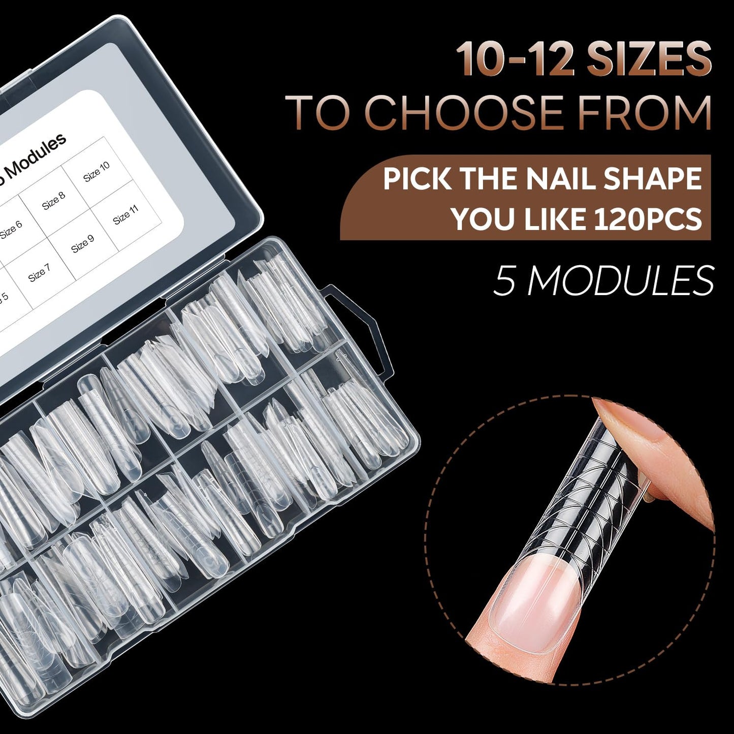 Poly Extension Gel Dual Nail Forms, 120pcs Nail Molds for Builder Extension, 5 Style 12 Size Dual Forms for Gel Nail Tips Nail Art Design Salon DIY Kit 3