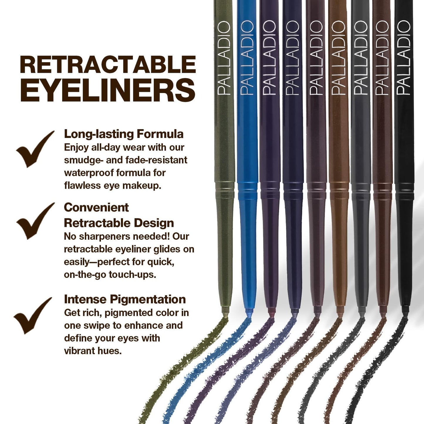 Palladio Retractable Waterproof Eyeliner, Richly Pigmented Color and Creamy, Slip Twist Up Pencil Eye Liner, Smudge Proof Long Lasting Application, All Day Wear, No Sharpener Required, Exotic Plum