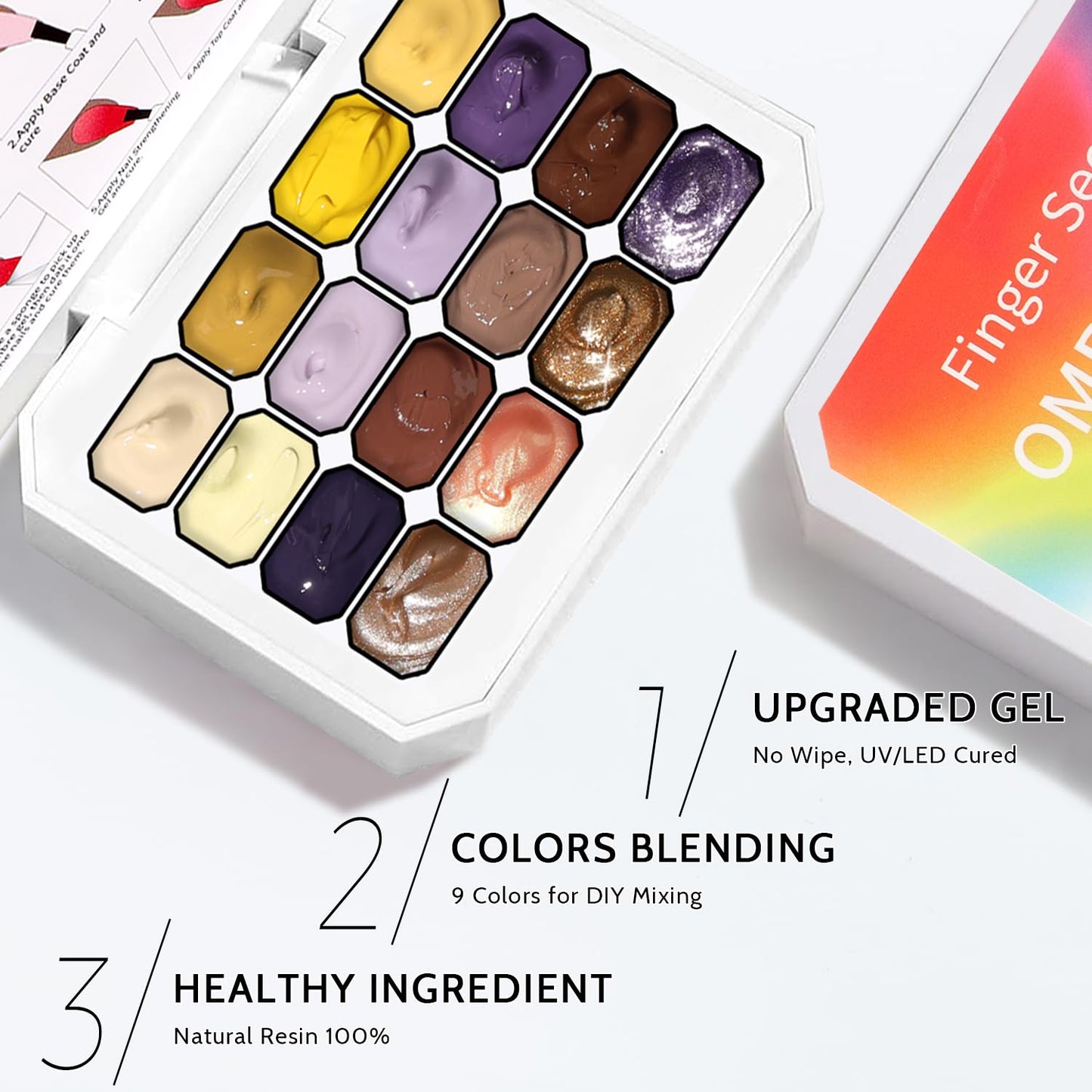 Sponge Pat Paint Nail Gel, Ombre Nails Gradient Gel Nail Blush Blooming Aura Nails Drawing Stripper Floral Painting DIY Nail Art, No Wipe, UV/LED Curing (16 Colors D)