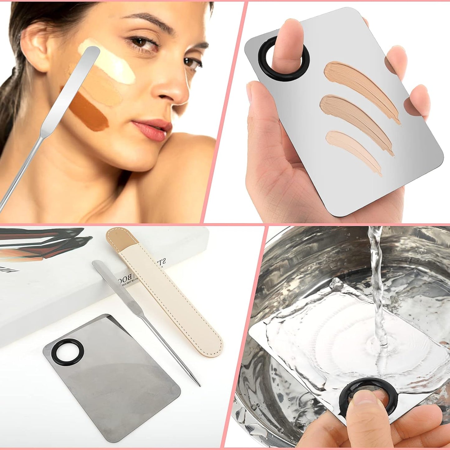 Picasso Spatula Makeup Korean Stainless Steel Makeup Spatula and Palette Set Professional Facial Makeup Tools Foundation Spatula Cosmetic Spatula Tool Makeup Mixing Palettes