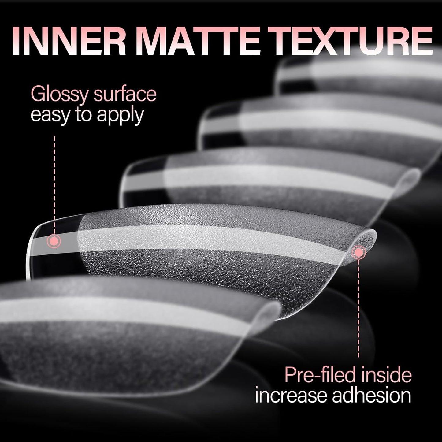 AILLSA Short Coffin Nail Tips Clear Gelly Nails Tip Half Matte Full Cover Tips Acrylic Pre-Filed Press on Fake Nail Tips for Nail Extension Home DIY Manicure 216PCS 12Sizes