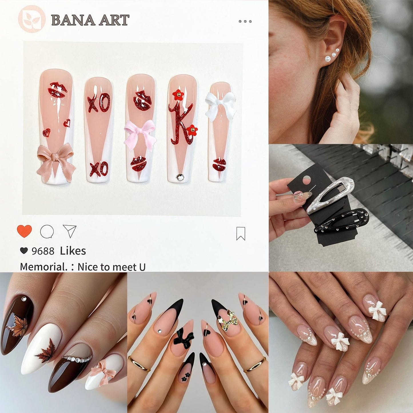 White Pearl Nail Charms and Gems, 3D Colorful Flower Kawaii Metal Bow Charms for Nail Art Rhinestone Nail for Manicure DIY Crafts Jewelry Accessories