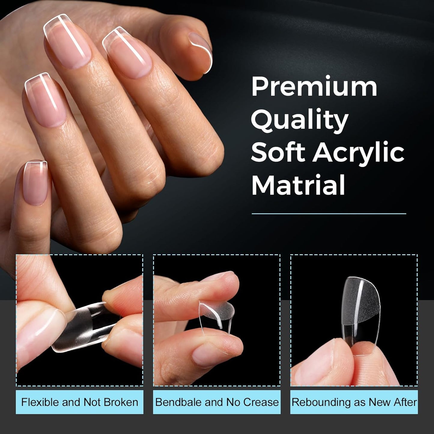 TOMICCA Extra Short Coffin Nail Tips Acrylic Nails 240Pcs Acrylic Nail Kit Pre-shape Full Cover Clear Nails For Nail Extension Home DIY Salon 15 Sizes Gel Nails