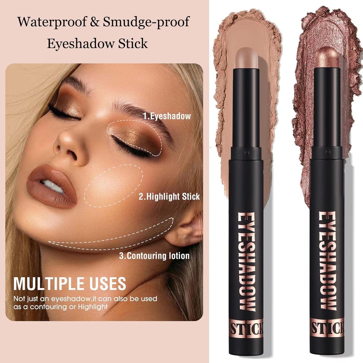 Blue Eyeshadow Stick Blendable Cream Eyeshadow Waterproof Long Lasting High Pigmented eyeshadow Pencil, Hypoallergenic Nude Eye Shadow Stick (20# Periwinkle Matte)