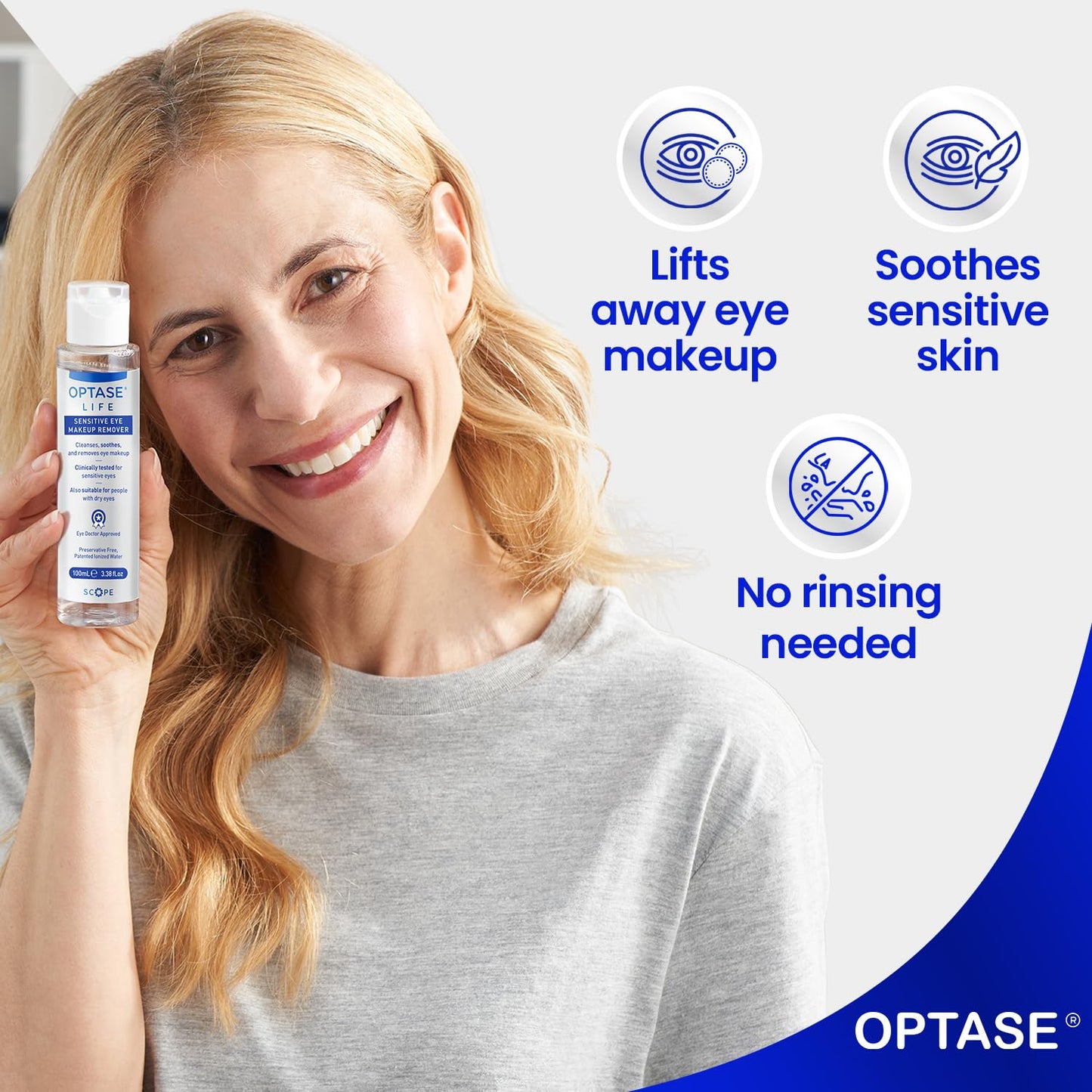 Optase Life Sensitive Eye Makeup Remover – Gentle & Effective for All Skin Types - Breakthrough Innovation vs Traditional Micellar Water - 100ml