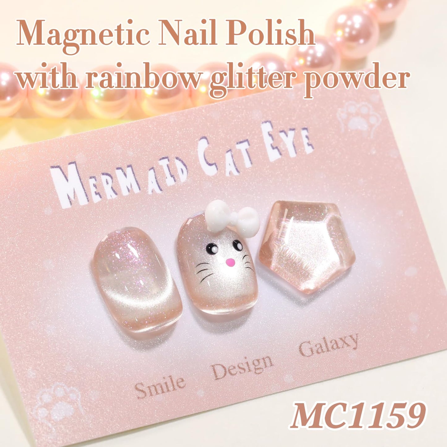 Double Rhythm 0.5 Oz Cat Eye Gel Polish with Magnet Same Color Same Bottle Holographic Glitter Shimmer Translucent Color Salon 15 ML Magnetic Nail Art (Nude Apricot-MC1159)
