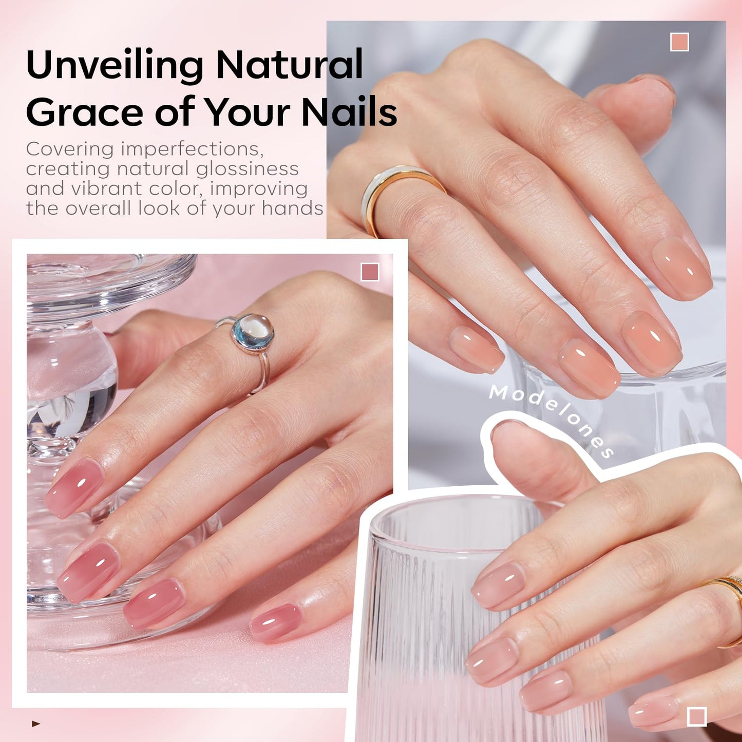 Modelones Gel Nail Polish Set 6 Colors Nude Red Pink Brown Transparent Gel Polish Kit Neutral Clear Crystal Translucent Manicure Sheer Nails Art Trend Home DIY Manicure Gift For Women Girl