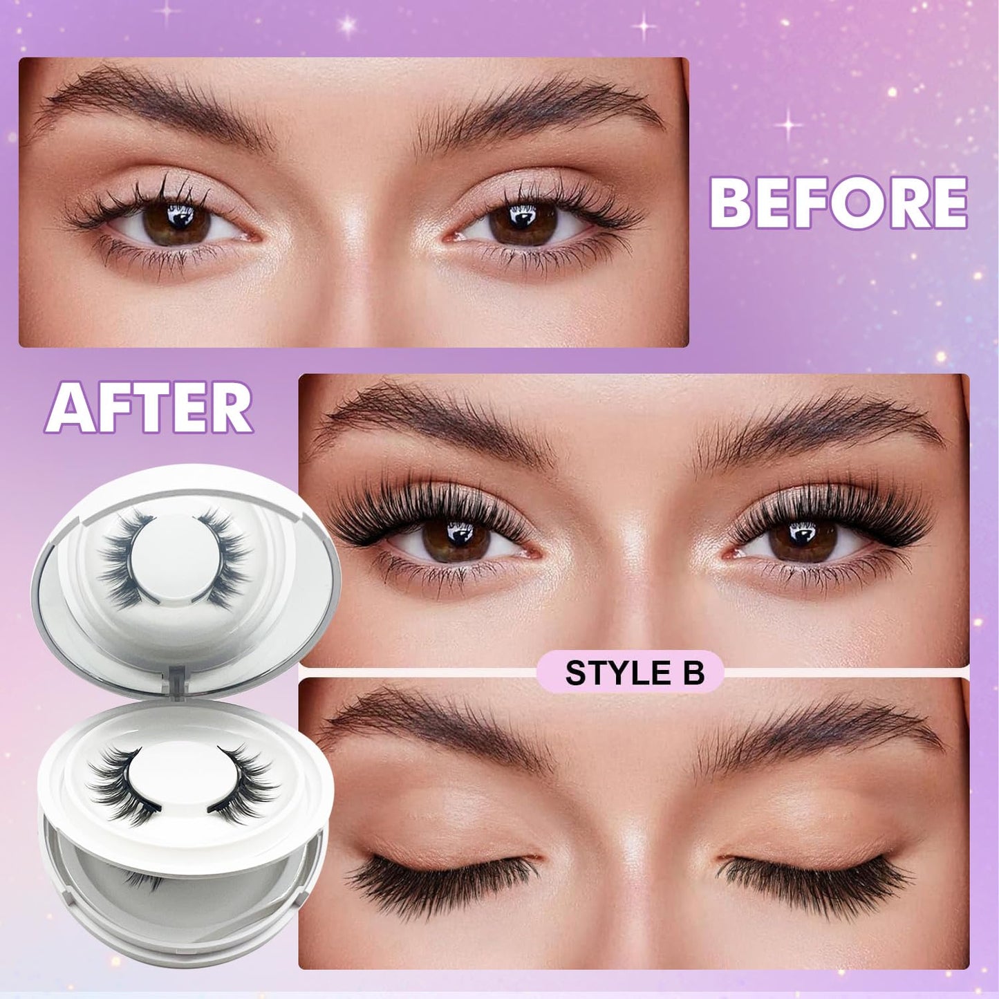 Elara Craft Magnetic Eyelashes with Applicator, Magnetic Eyelashes Natural Look,Reusable Magnet Lashes No Glue Needed Soft Lashes Kit(Natural+Natural)