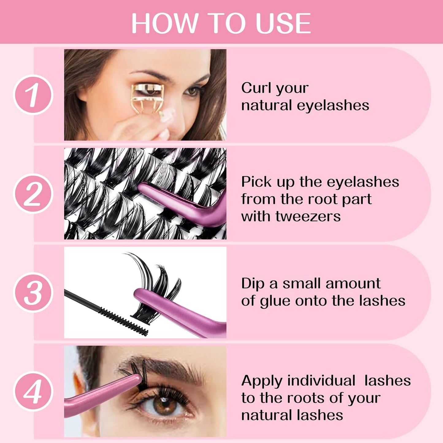 280 Pcs Individual Lashes 40D+50D Mixed Lash Clusters 14 Rows Cluster Lashes that Look Like Eyelash Extensions DIY Lash Extension Self Application At Home (40+50-C-14-20mix)