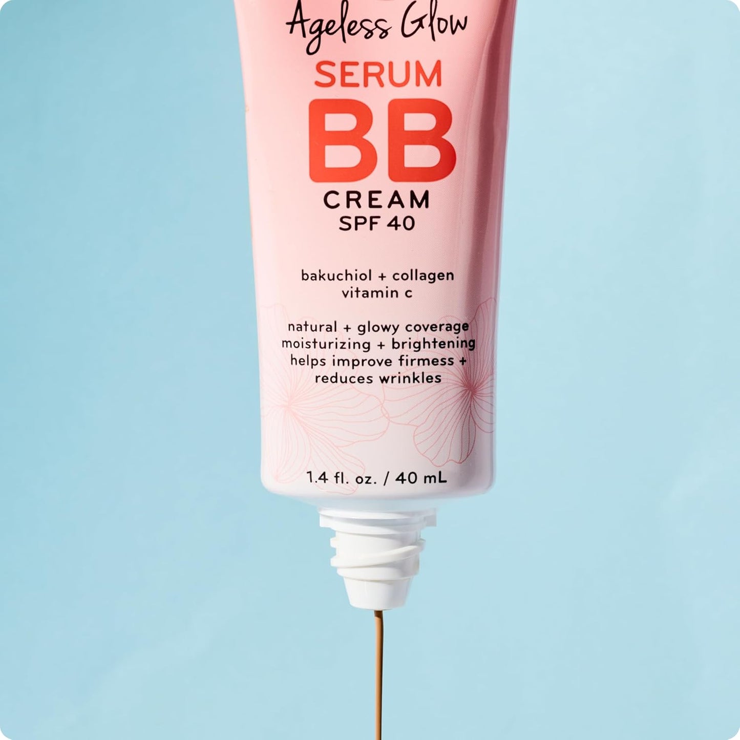 pūrlisse Ageless Glow Serum BB Cream SPF 40 - Glow BB Cream with SPF Enriched with Bakuchiol & Vitamin C to Help Improve Firmness & Reduce Wrinkles for Dewy Skin - Light (1.4 oz)