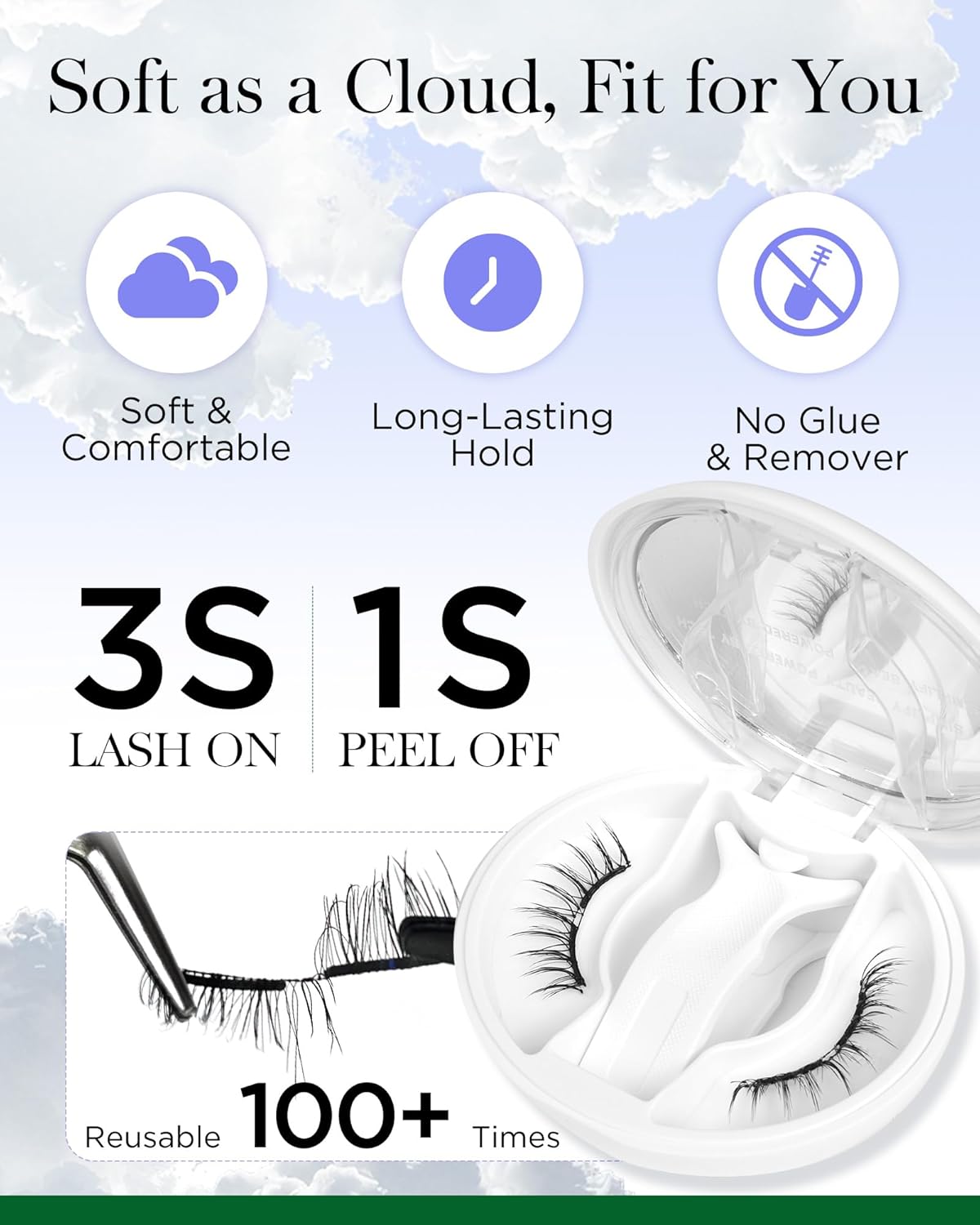 BEYELIAN Portable Magnetic Eyelashes with Applicator Kit, Upgrade Soft Magnetic Lashes, No Glue Needed Reusable False Eyelashes for Eye All-In-One Box (Lightweight & Comfortable)