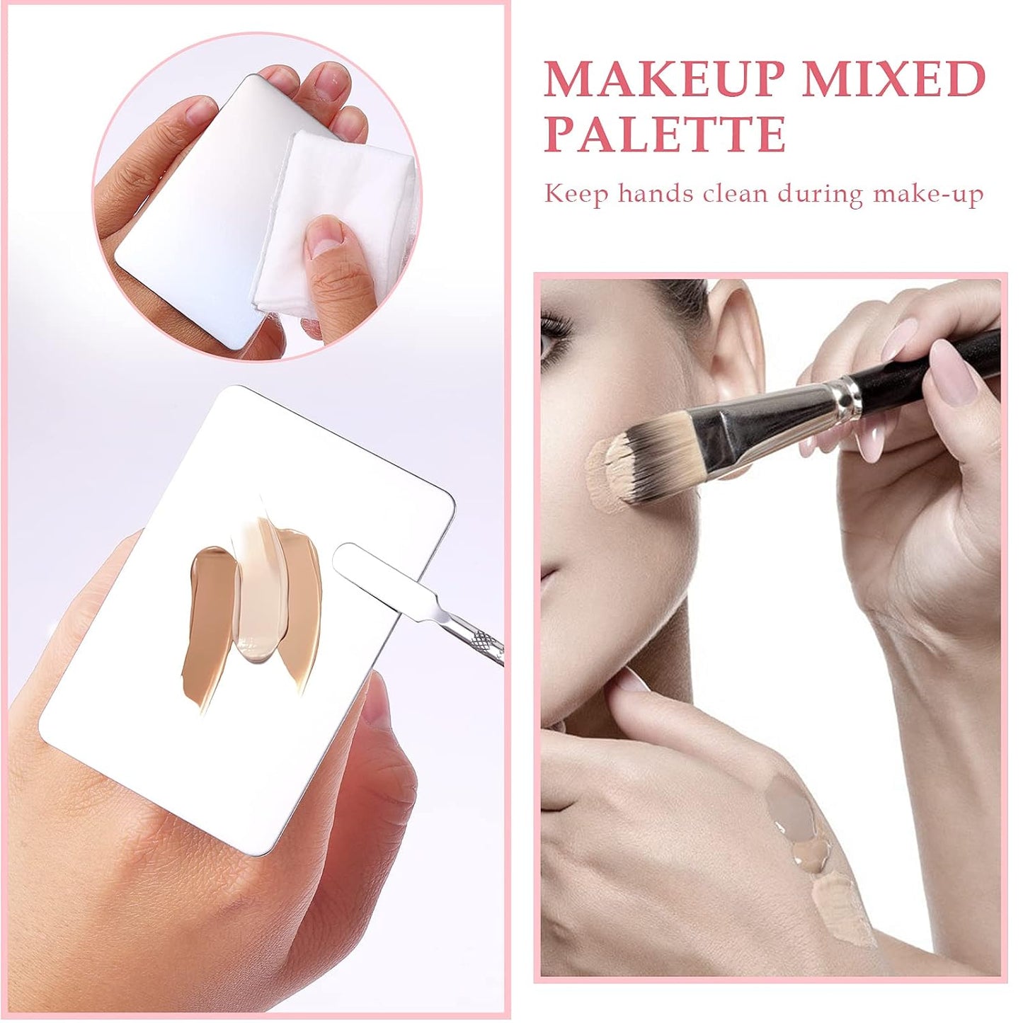 Makeup Mixing Palette Stainless Steel Foundation Palette with Spatula Professional Cosmetic Palette for Mixing Foundation Eye Shadow Nail DIY Art