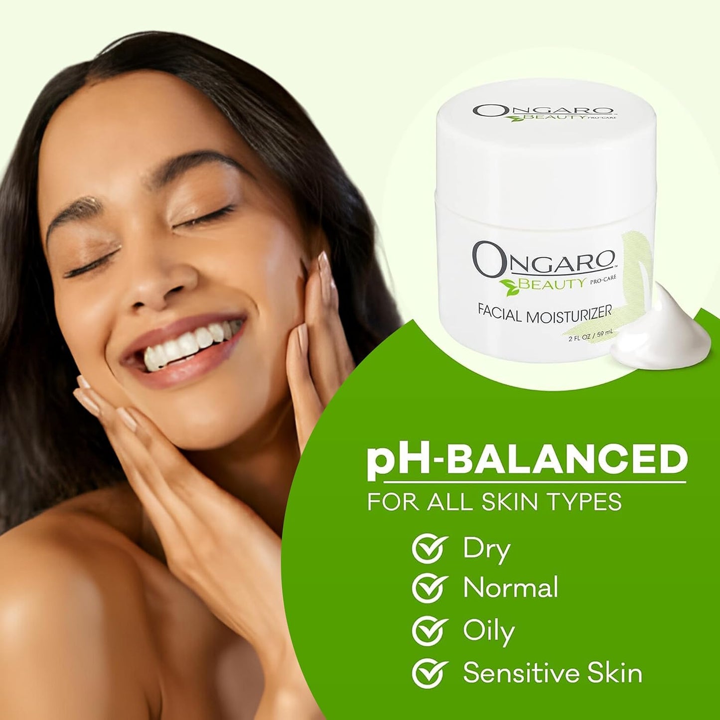 Ongaro Beauty Organic Face Moisturizer - Hydrating Face Cream, Probiotic Moisturizer with Aloe Vera, Vitamin A, C & E - Hyaluronic Acid, Face Lotion for All Skin Types - Nourishes Skin - 2 fl. Oz