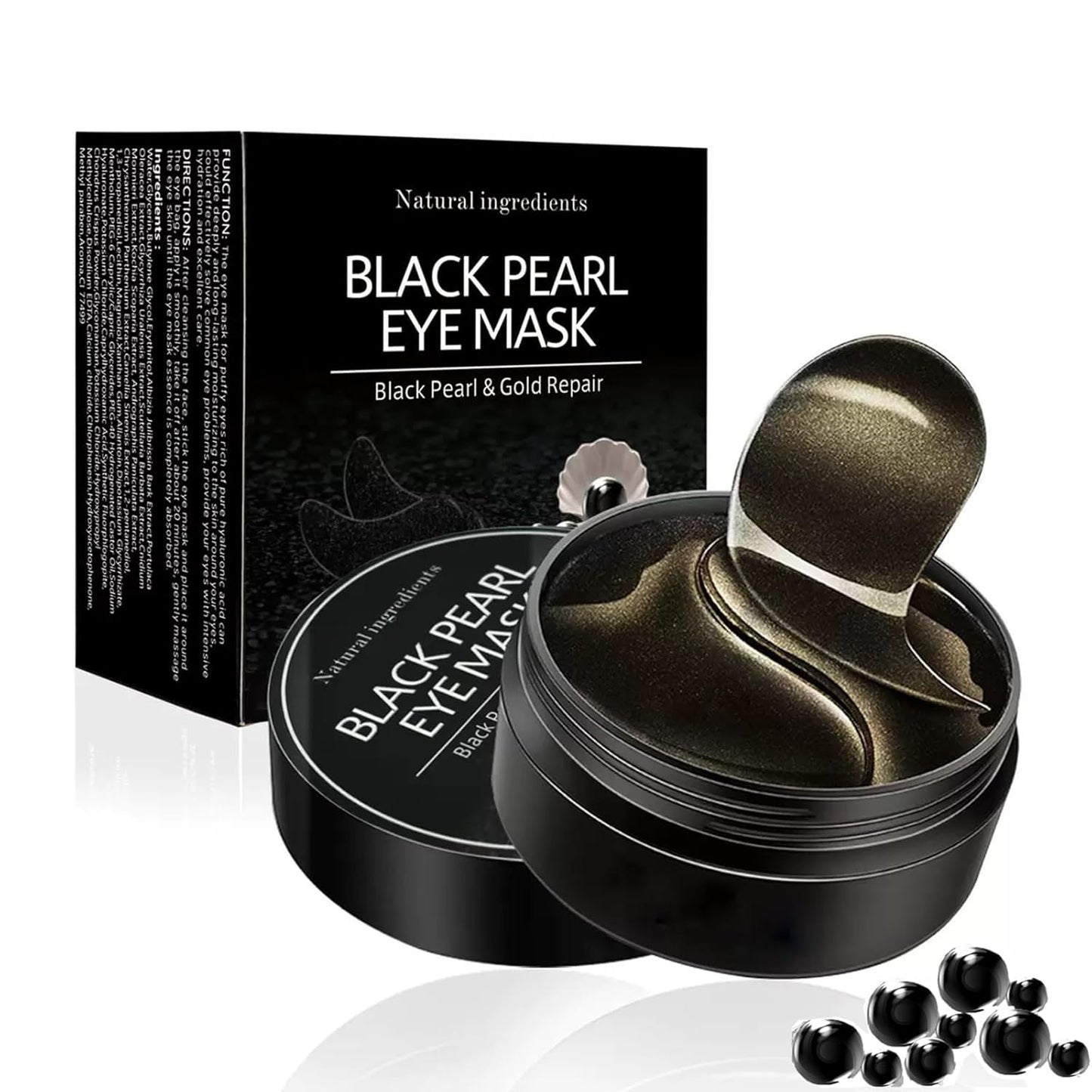 Under Eye Patches, Eye Mask Black Pearl, Puffy Eyes Dark Circles Brighten Treatments, 60PCS Collagen Under Gel Pad for Lighten Wrinkles Anti-Aging, Fine Lines Eye Bags Women Men