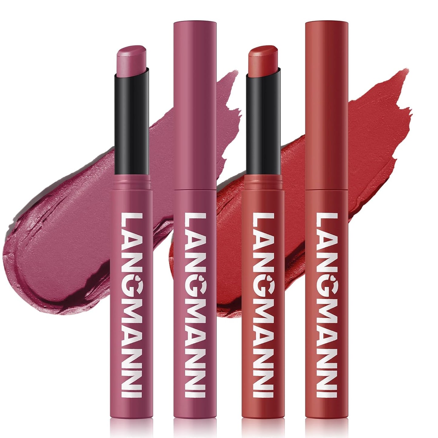 Jolilab 2Pcs Velvet Matte Lipstick Nude Matte Soft Dark Color Stick High Pigmented Long-Lasting Waterproof Lip Stick Lip Balm Beauty Cosmetics Gift for Girls and Women（09#+10#