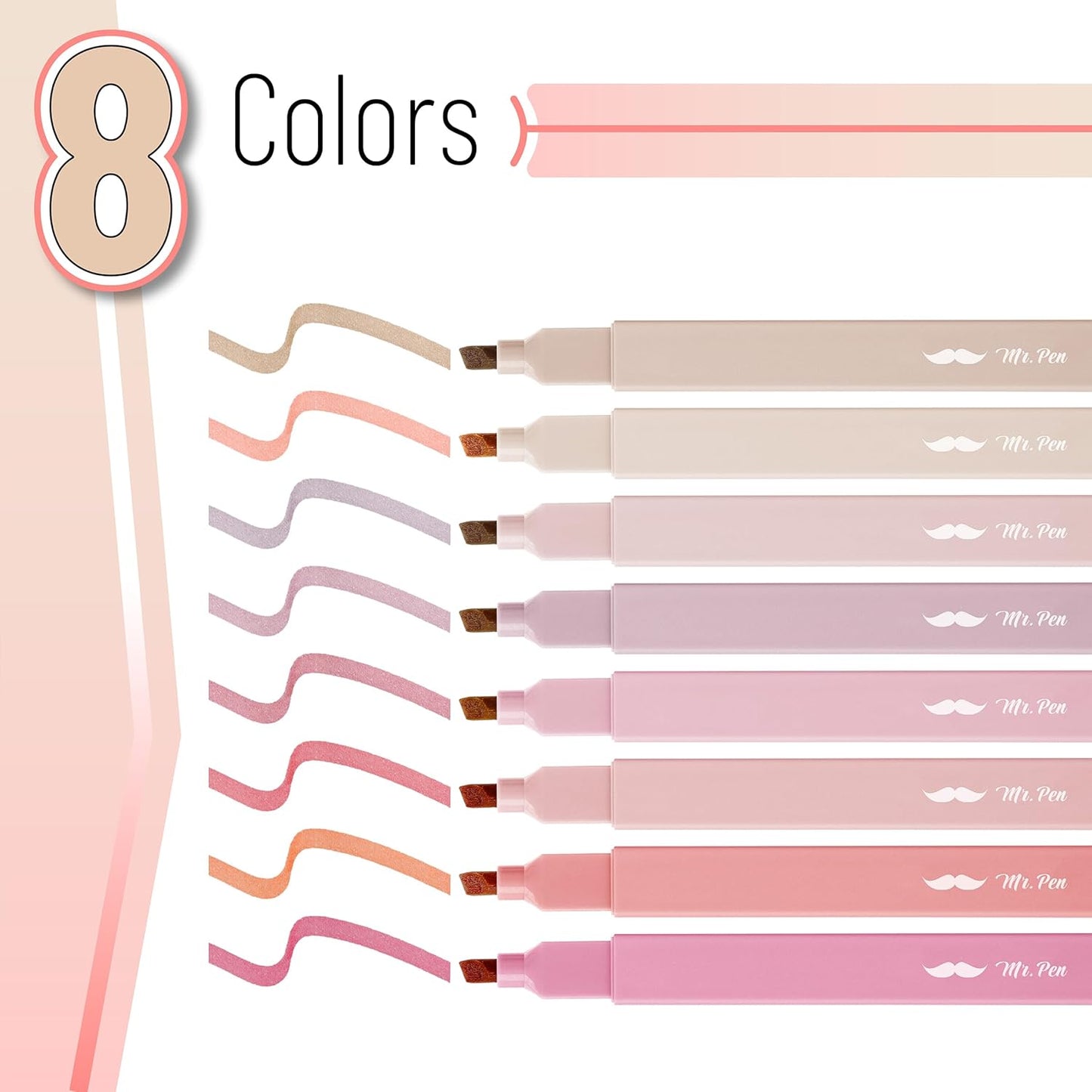 Mr. Pen- Aesthetic Highlighters, 8 pcs, Chisel Tip, Vintage Colors, No Bleed Bible Highlighter Pastel, Highlighters Assorted Colors