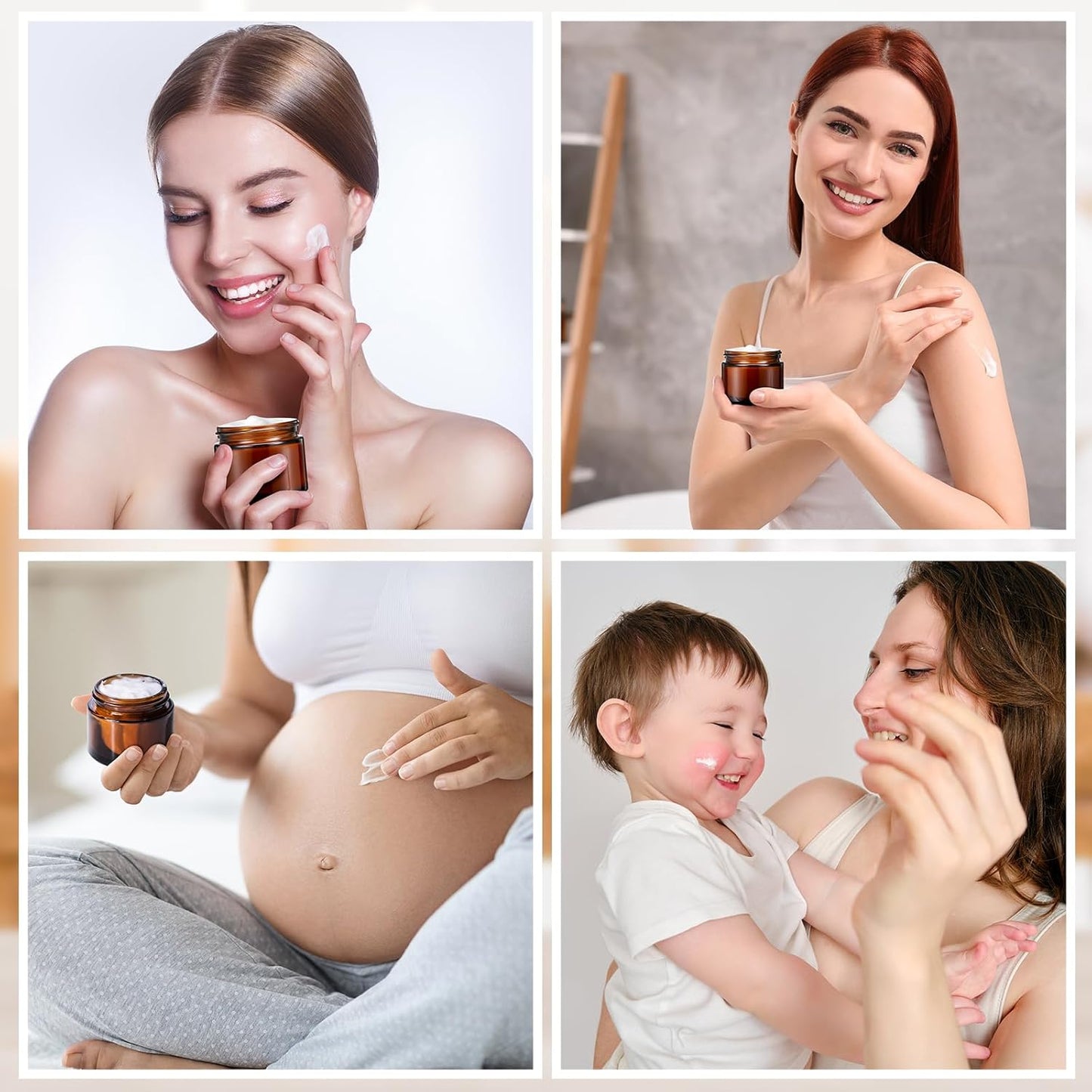 Domensi 48 Pcs 2 oz Glass Jars with Lids Travel Size Round Leakproof Empty Cosmetic Jars with Inner Liners Lid for Storing Makeup Lotions Face Cream Ointments Candle DIY Making (Amber)