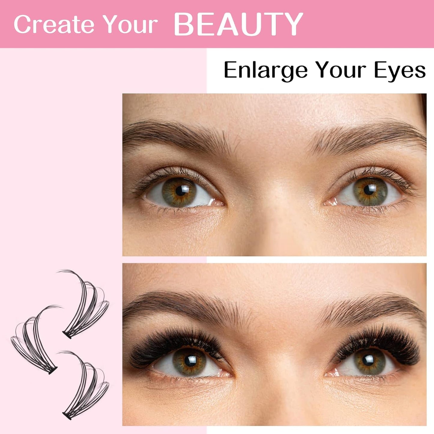 280 Pcs Individual Lashes 10+20-D-9-16mix Cluster Lashes 10D 20D C D Curl Wispy Lashes Bottom Lashes DIY Lashes At Home（10+20-D-9-16mix）