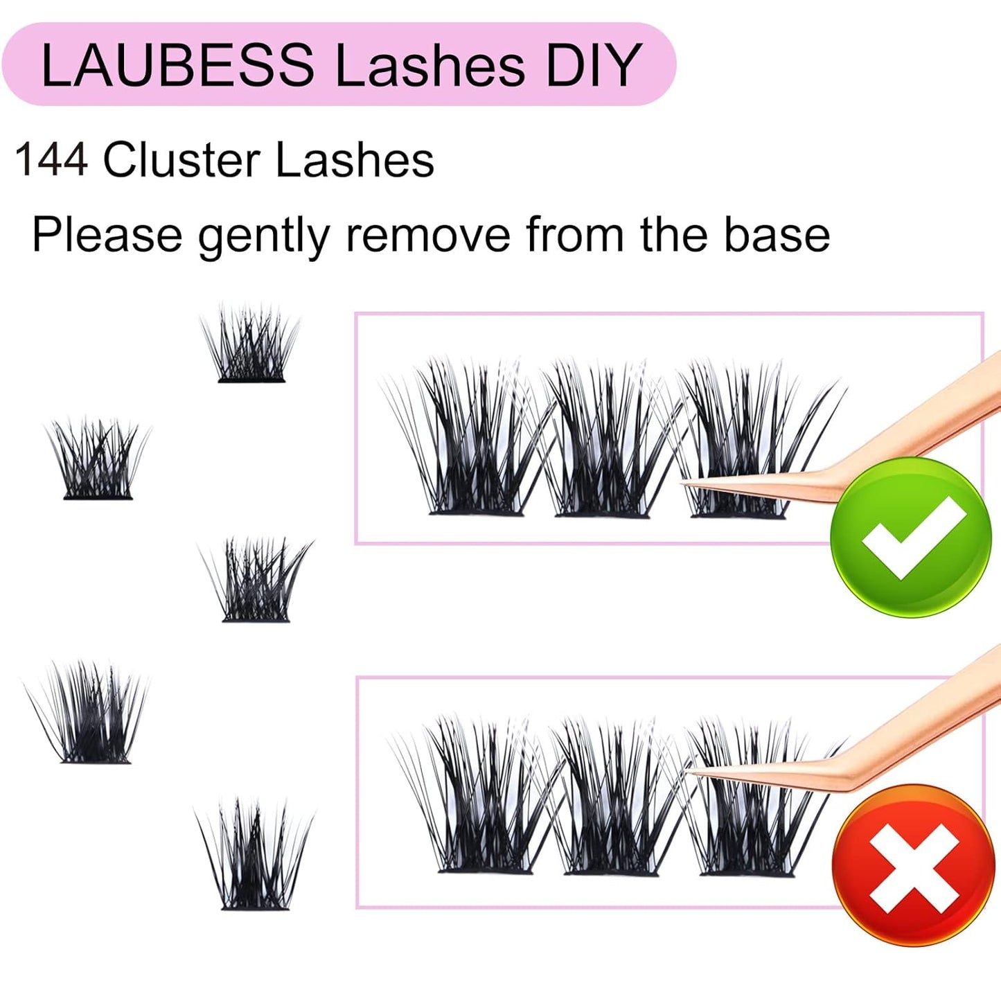 Lash Extension Kit LAUBESS Lash Clusters Kit Cluster Eyelash Extensions Kit Eyelash Clusters Lash Bond and Seal Waterproof Tweezers Brush Lash Glue Remover (Kit 01-D-Mix14-18)