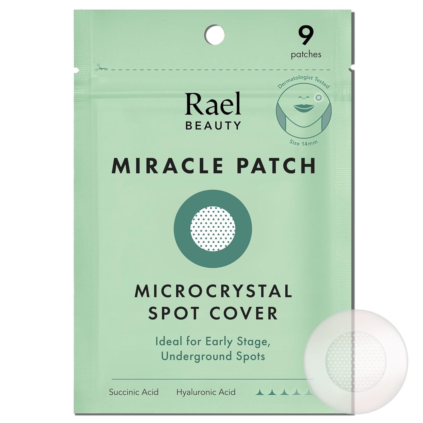 Rael Pimple Patches, Miracle Microcrystal Spot Cover - Hydrocolloid Acne Patch with Tea Tree Oil, Early Stage Zits and Blemish, Korean Skin Care, Vegan, Cruelty Free (9 Count)