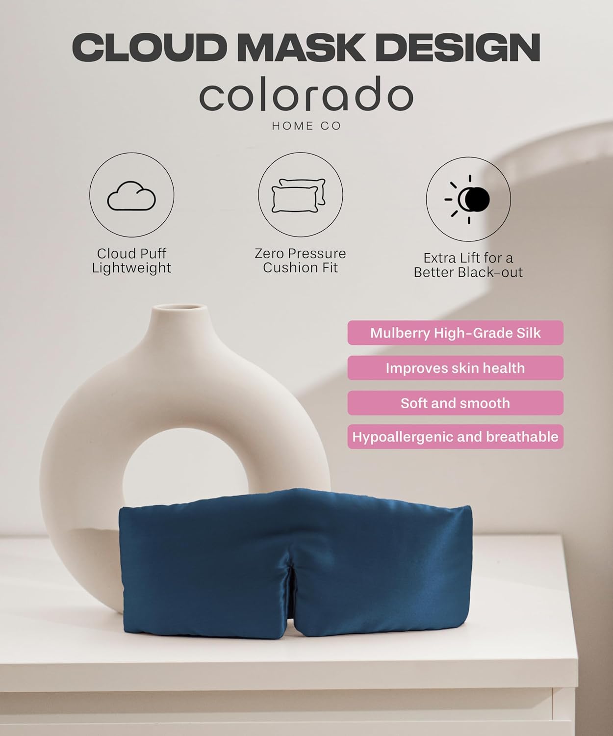 SUNDAYSILKS™ | Adjustable Silk Sleep Mask for Side Sleeper | Cloud-Like Comfort, Weighted for Deep Sleep | Soft Sleep Face Mask for Women & Men, Full Blackout, Cooling Silk Eye Mask for Sleeping