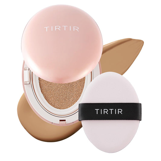 TIRTIR Mask Fit All Cover Pink Cushion Foundation | High coverage, Velvety Matte Finish, Lightweight, Flawless, Corrects Redness, Korean Cushion (#29N Natural Beige, Full Size, 0.63 Fl Oz)