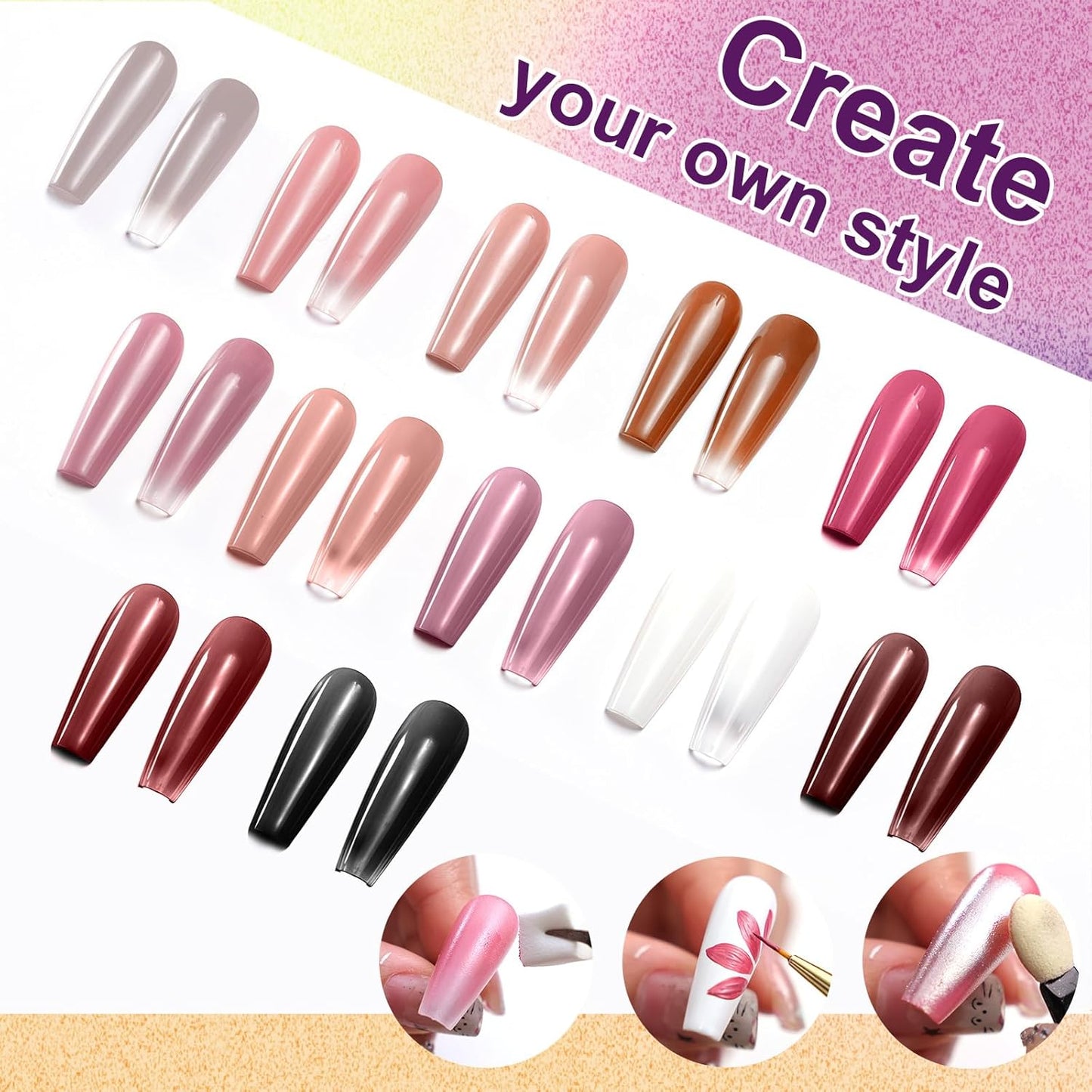 Gradient Painting Gel, 12 Colors Ombre Gel Nail Polish with 100Pcs Nail Sponges&Tweezers for Pigmented Pat Aura Nails, French Manicure, Long-lasting Kit Velvet Sonnet