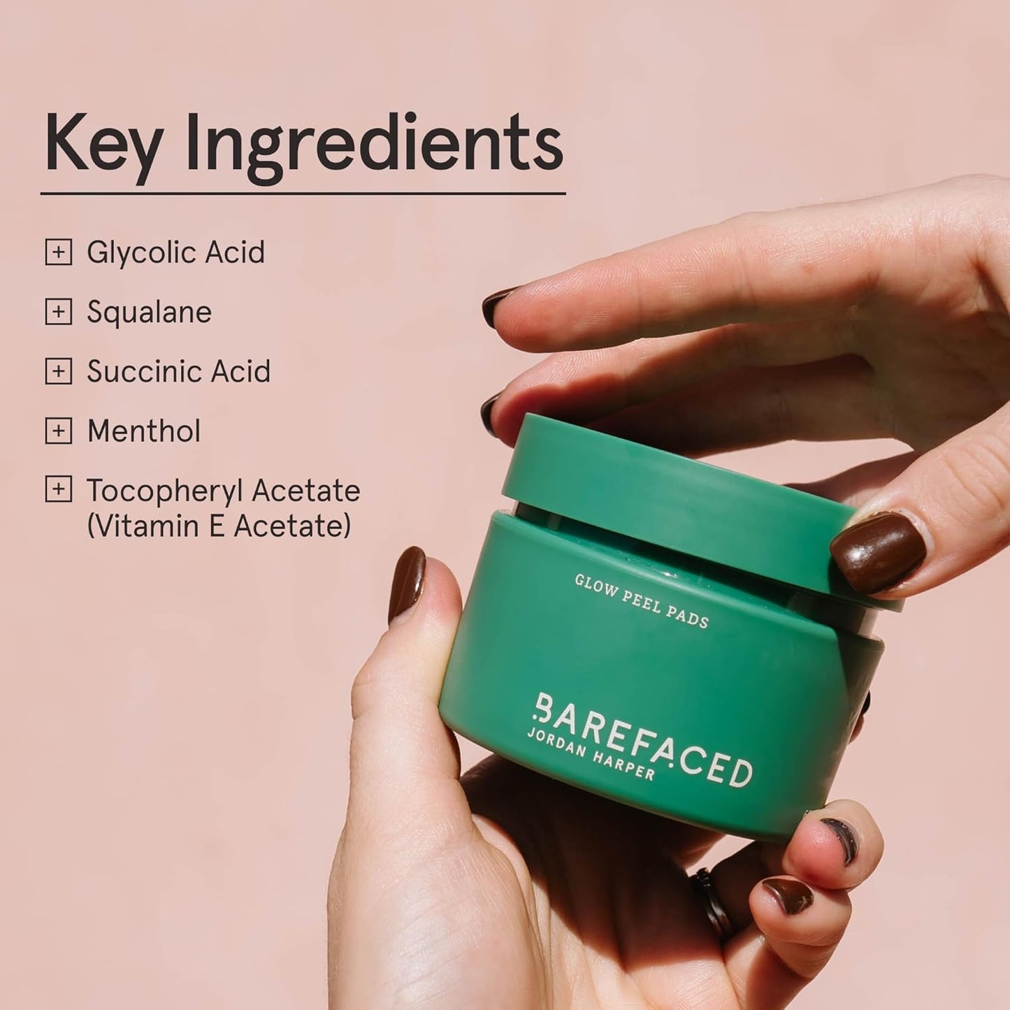 Barefaced Glow Peel Pads (60 Count) - Deep Exfoliating Face & Body Pads with 15% Glycolic Acid, Squalane & Vitamin E - Smooths Texture, Reduces Breakouts & Fine Lines