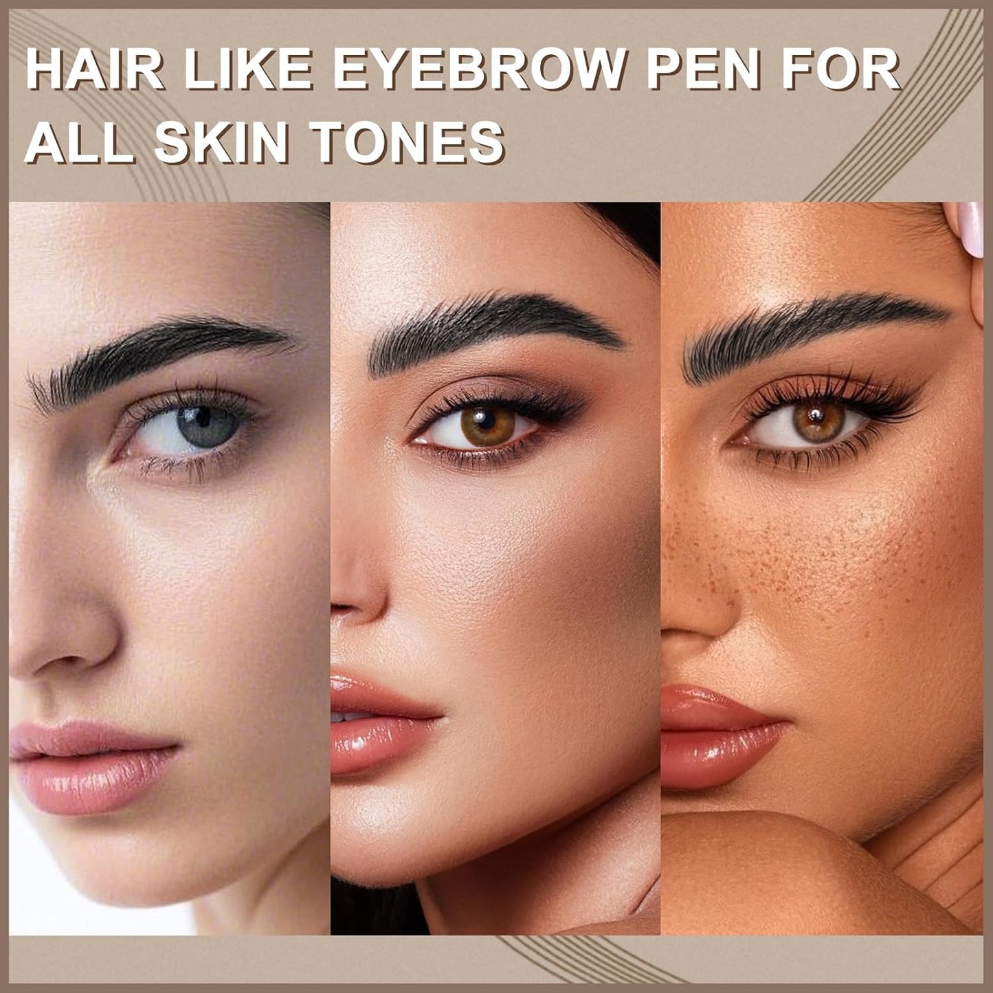 Boobeen 2pcs Waterproof Eyebrow Pen，Dual-Ended Eyeliner Microblading Eyebrow Pencil for Women，Long Lasting Hair-Like Brow Pen with Brow Brush，Dark Brown