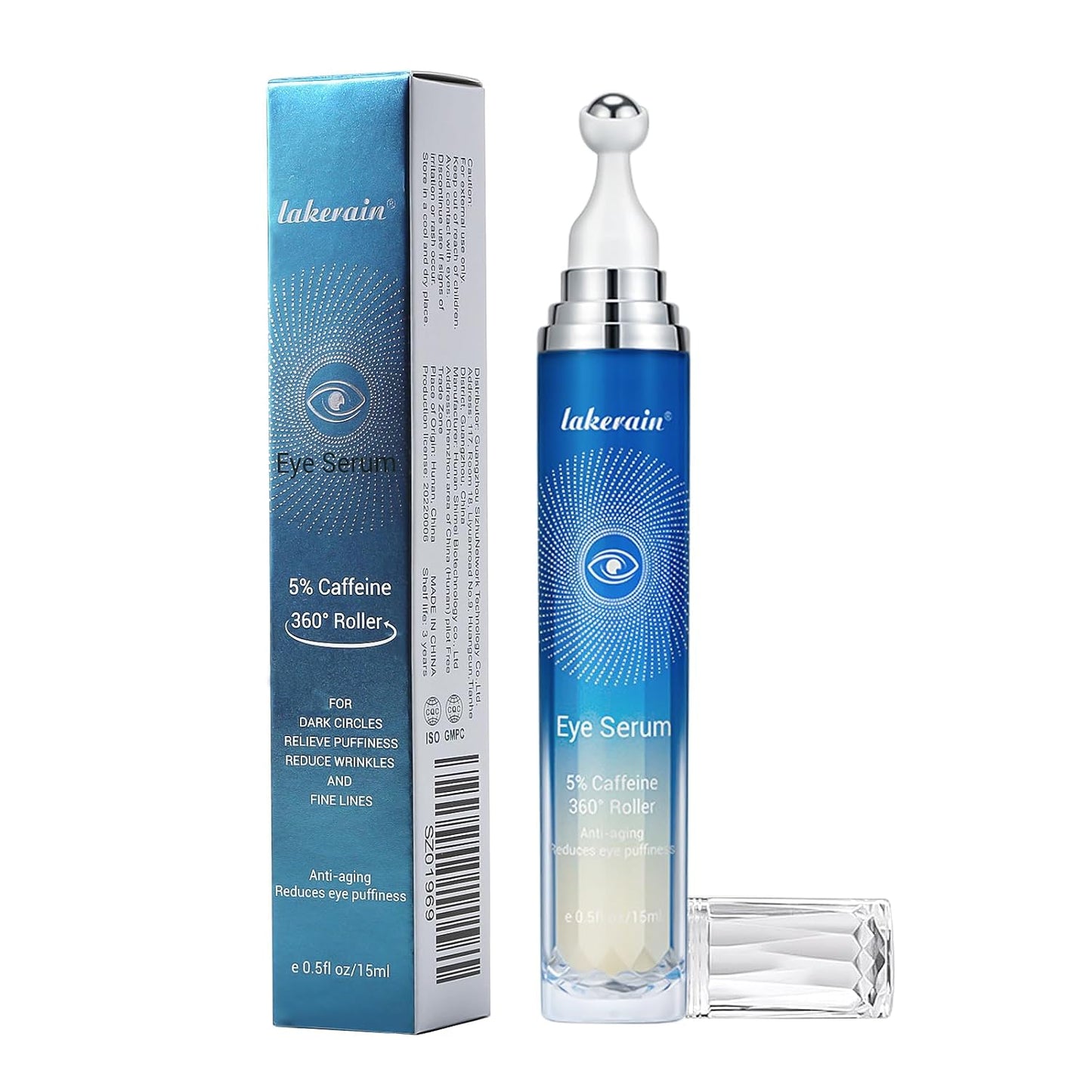 5% Caffeine Eye Cream, Under Eye Brightener, Eye Roller for Puffy Eyes, Dark Under Eye Circles Treatment, Eye Cream for Puffiness and Bags Under Eyes, Under Eye Serum & Eye Oil Roller #01