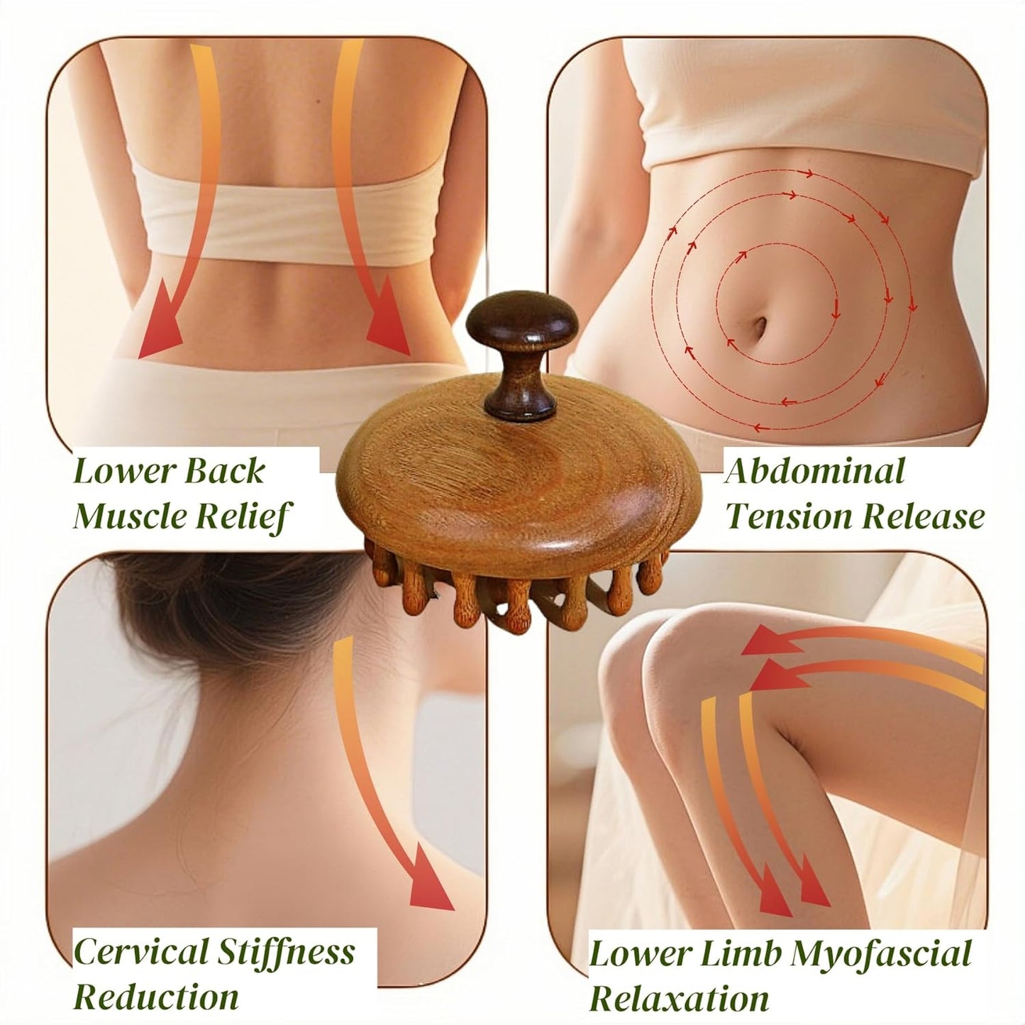 Sandalwood Scalp Massager | Manual Gua Sha Brush for Scalp Care & Relaxation | Portable Wooden Massager with Gift Pouch for Hair Growth & Stress Relief