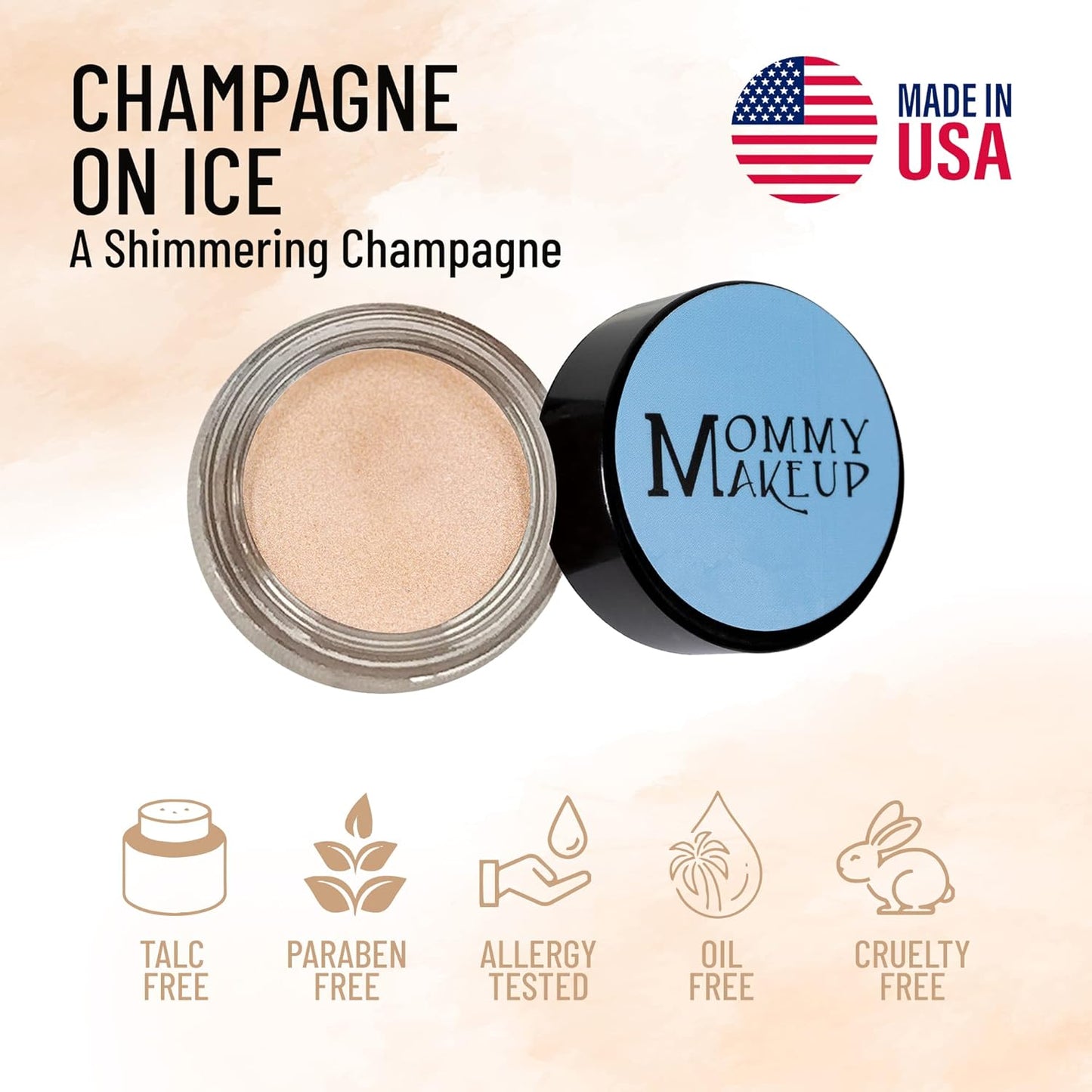 Mommy Makeup Any Wear Creme Eyeshadow - Waterproof, Crease-Proof, Long Lasting, High Pigment, Oil-free - Cream to Powder for Eyes, Cheeks & Lips (Champagne on Ice)
