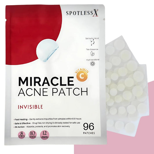 Miracle Patch - Invisible Pimple Patches for Face & Body,Fast-Acting Zit Stickers, Hydrocolloid Acne Treatment with Tea Tree Oil & Salicylic Acid–Waterproof, Hypoallergenic. 96 Counts 3 Sizes