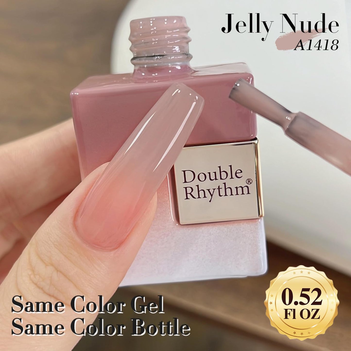 Double Rhythm Translucent Gel Polish Sheer Neutral Natural Light Milky Same Color Same Bottle 15ML Jelly Nail Polish Nail Art DIY at Home (Milky Nude Purple-A1414)
