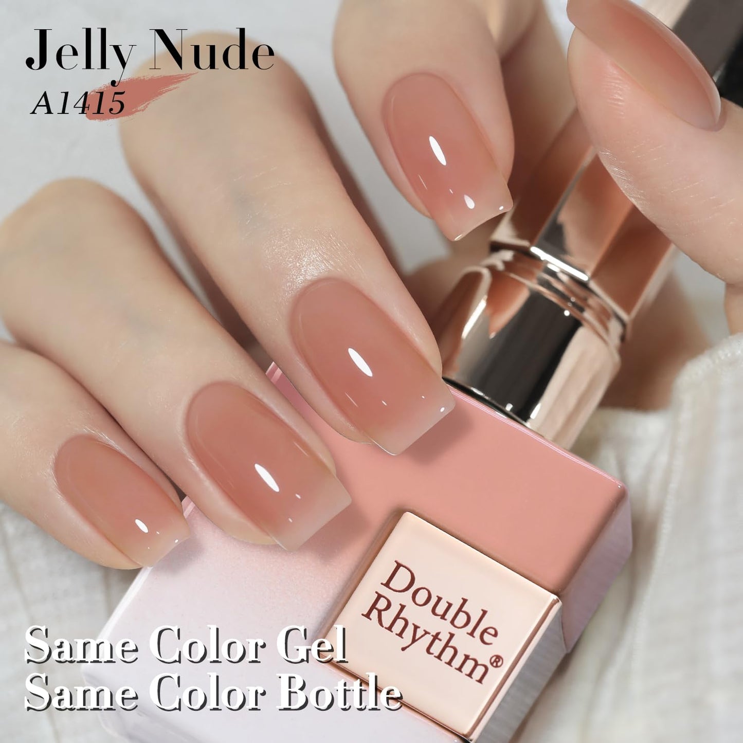 Double Rhythm Translucent Gel Polish Sheer Neutral Natural Light Milky Same Color Same Bottle 15ML Jelly Nail Polish Nail Art DIY at Home (Neutral Nude-A1415)